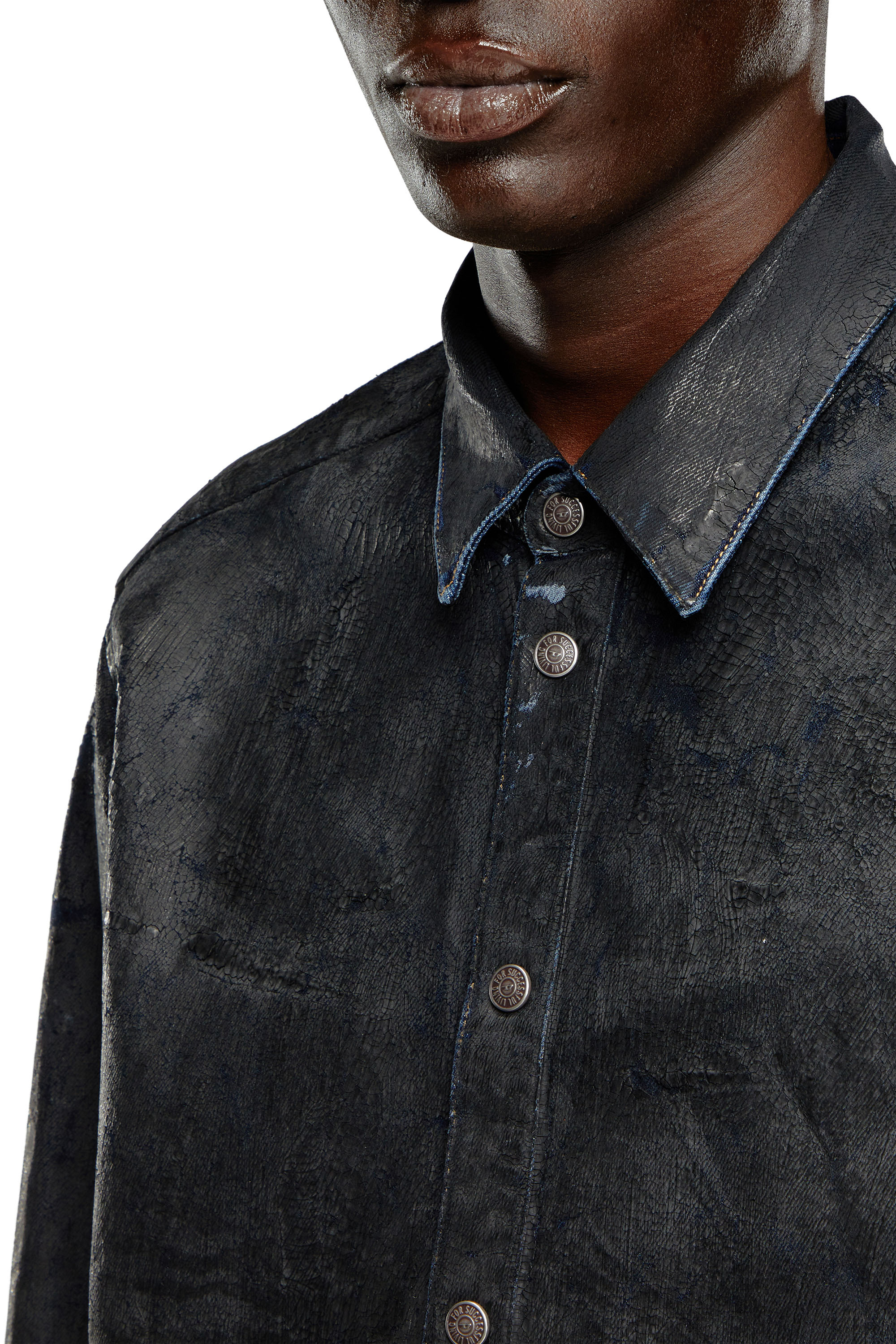 Diesel - D-SIMPLY-FSE, Camicia in denim con coating craquel&eacute; Uomo in Nero - 5