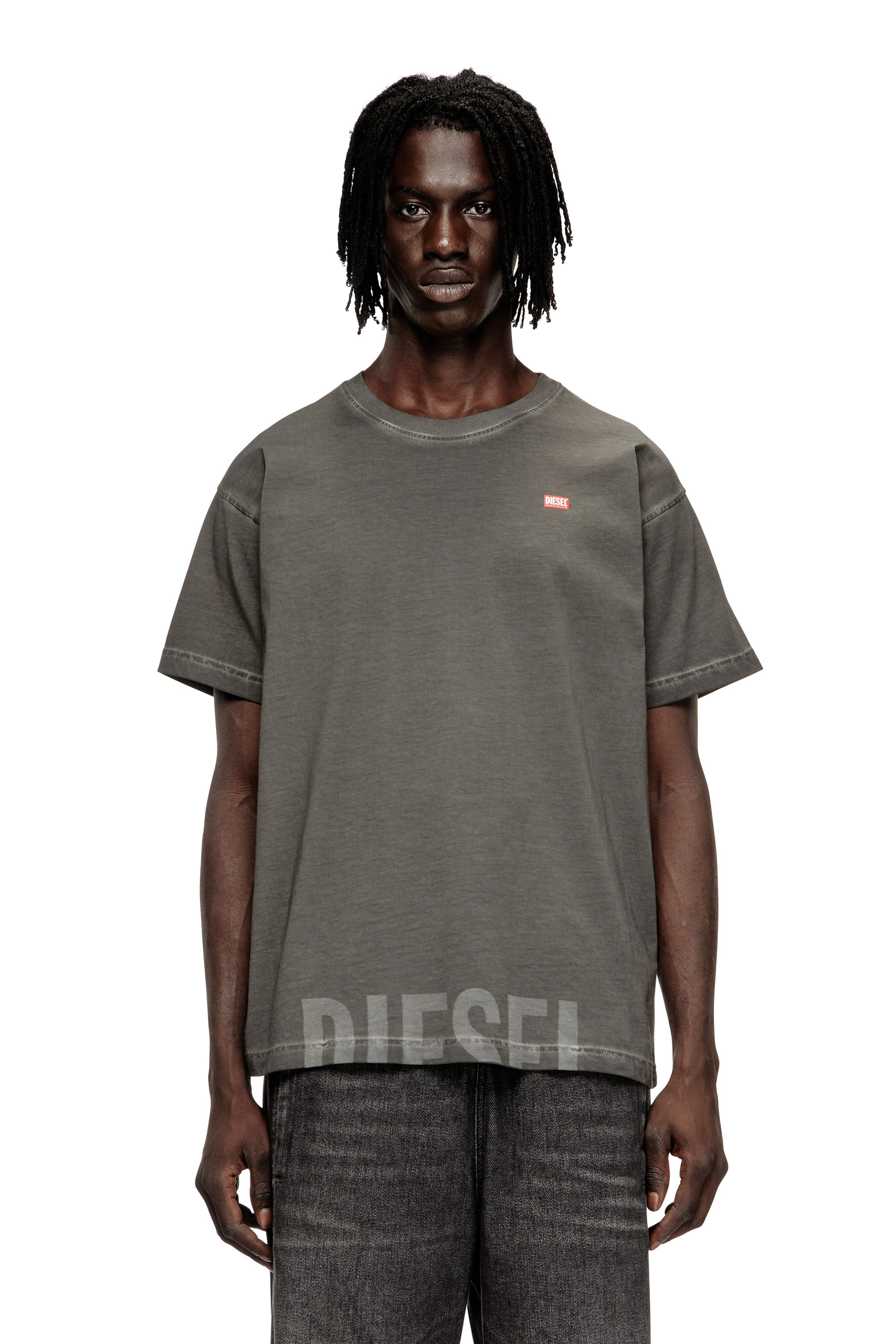 Diesel - T-NORM-T7, T-shirt girocollo in cotone con stampa Uomo in Grigio - 1