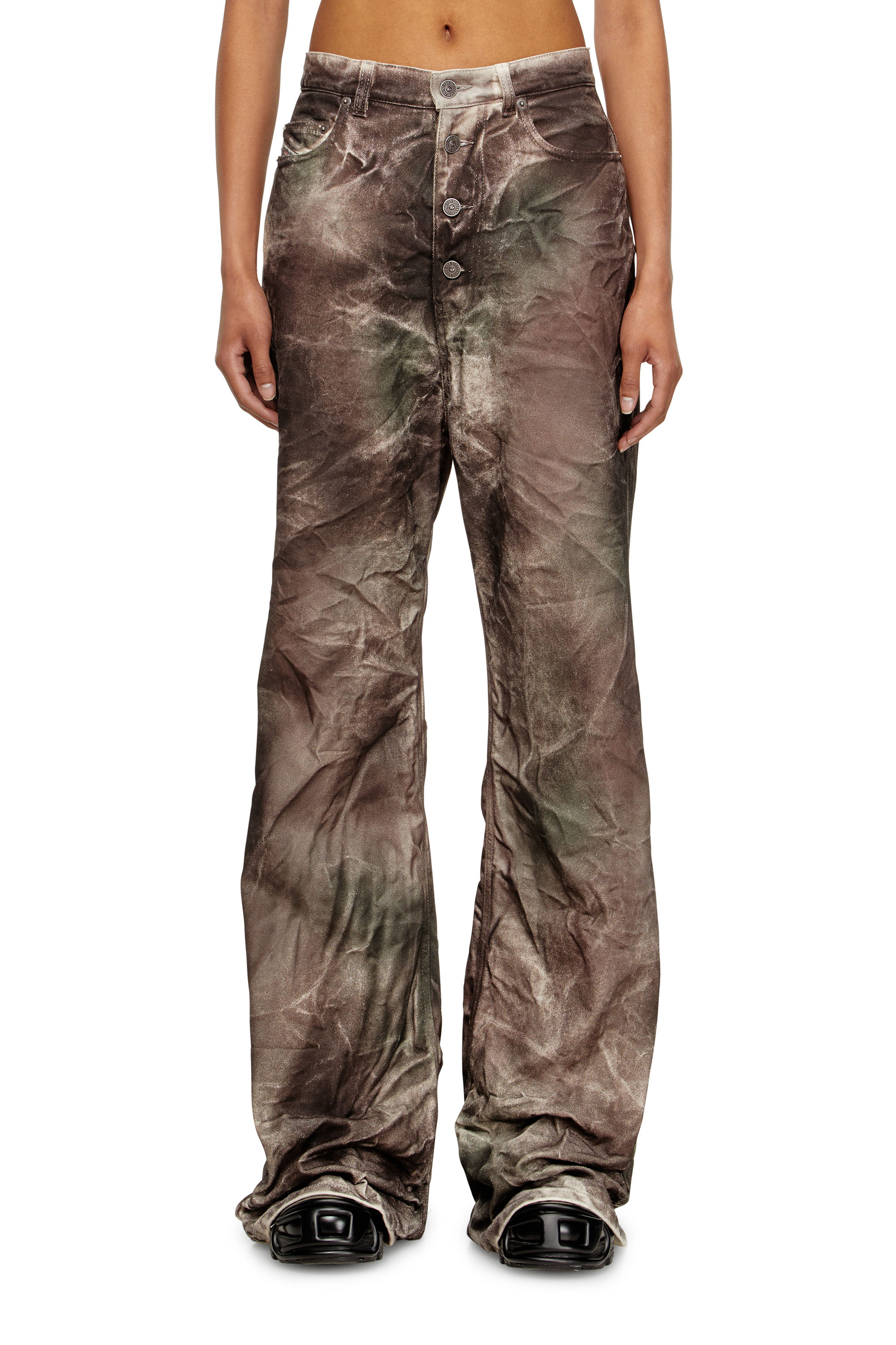 Diesel - P-THUG-PANT, Pantaloni in tela camouflage stropicciata Unisex in Multicolor - 1