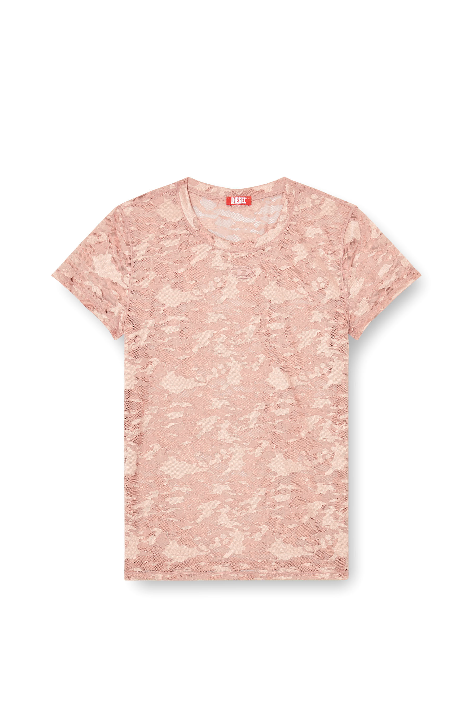 Diesel - KASIA-UTLT, T-shirt in pizzo camouflage Donna in Rosa - 4