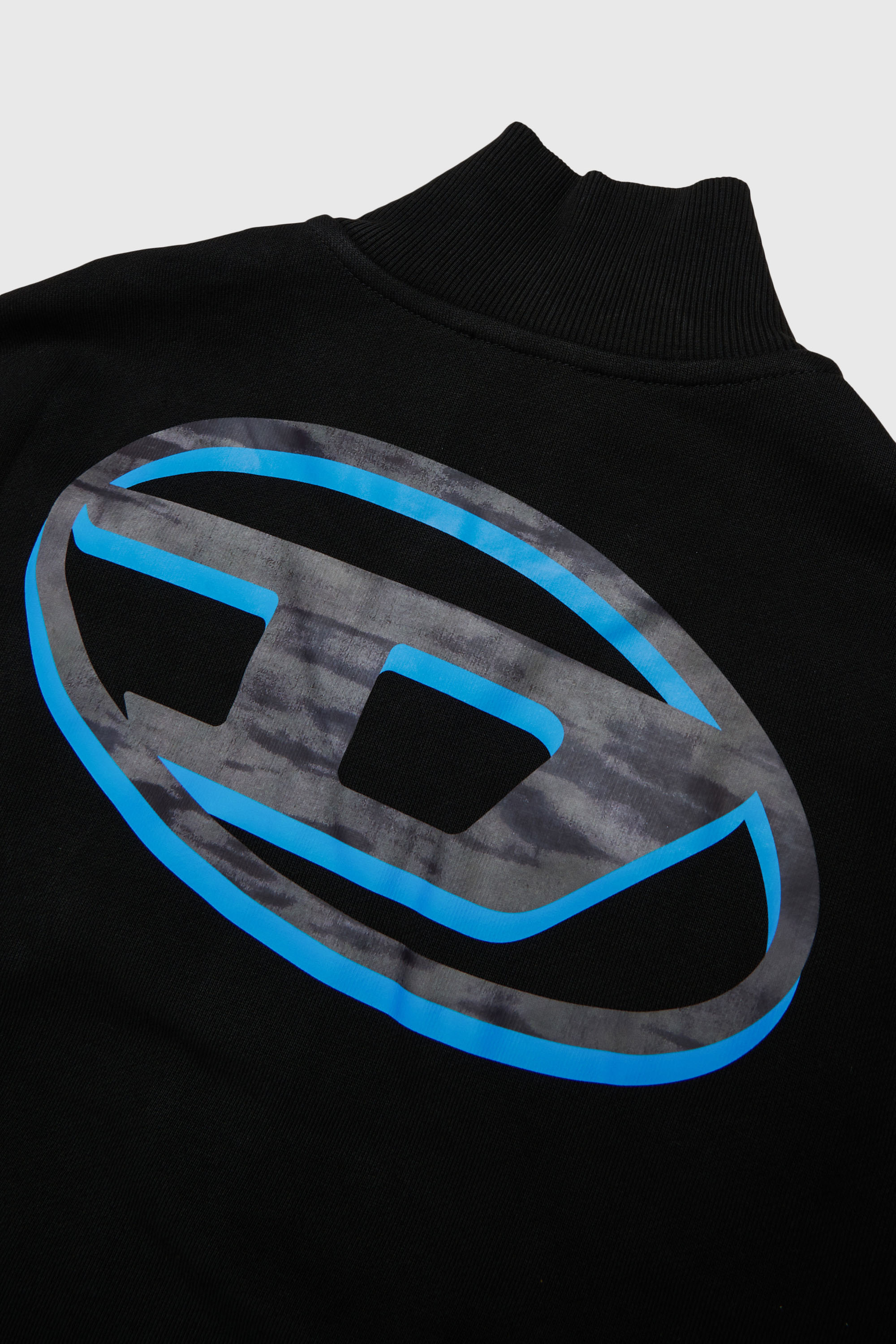 Diesel - SVELLYZIP OVER, Felpa con zip e stampa Oval D bicolore Uomo in Nero - 4