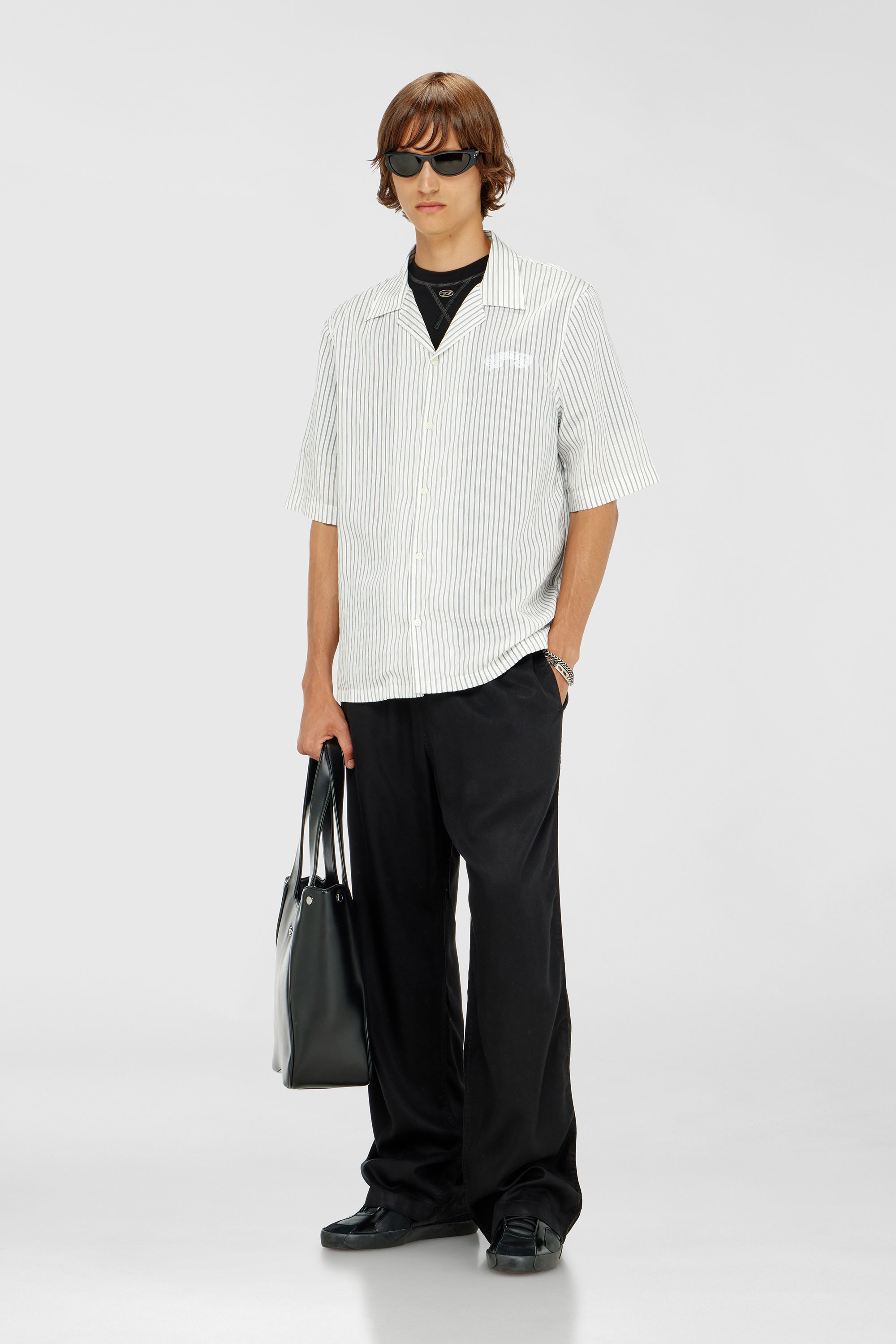 Diesel - P-DREYER-C, Pantaloni con coulisse in twill sfumato Uomo in Nero - 1
