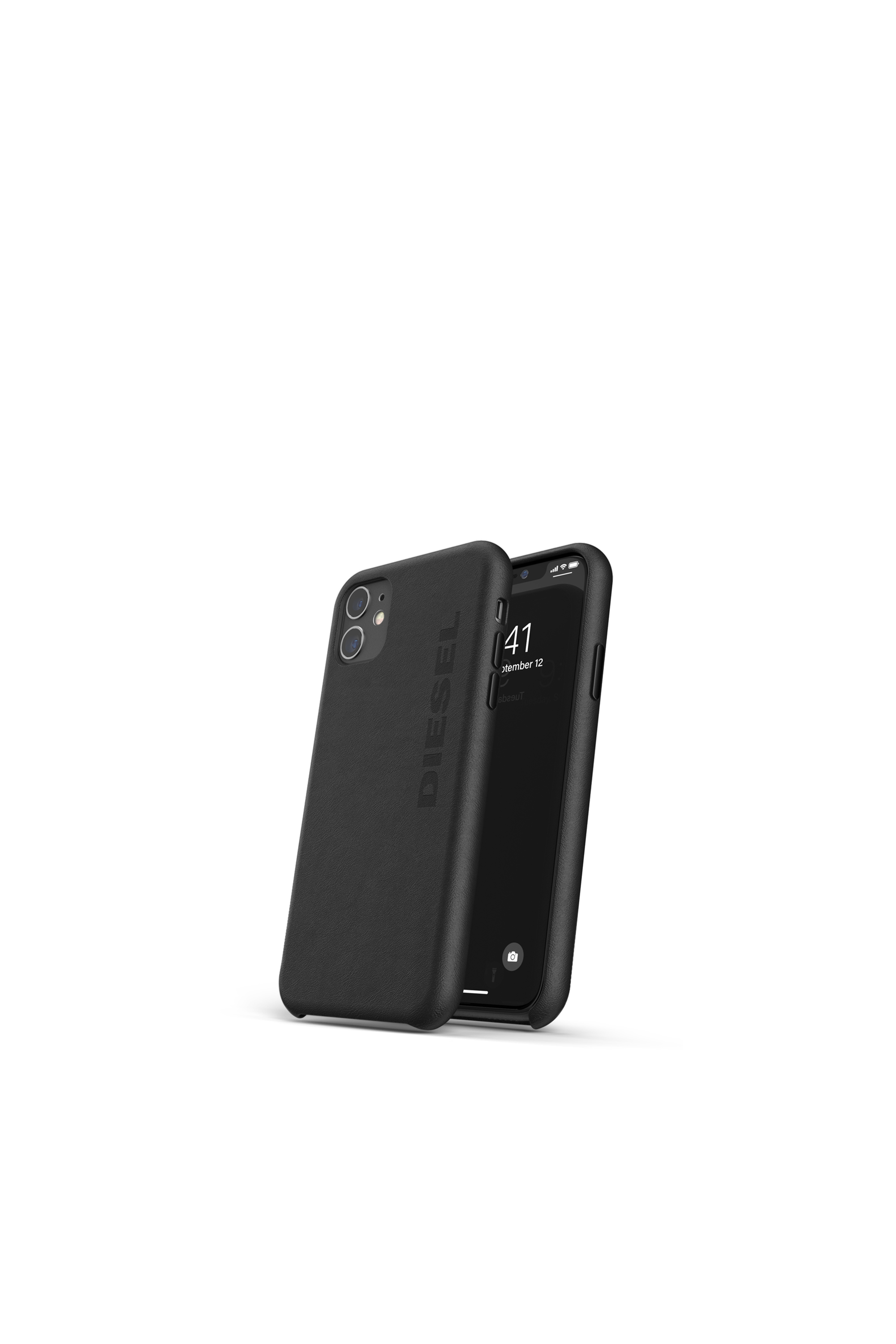 Diesel - 42001 STANDARD CASE, Cover in cuoio per iPhone 11 Unisex in Nero - 3