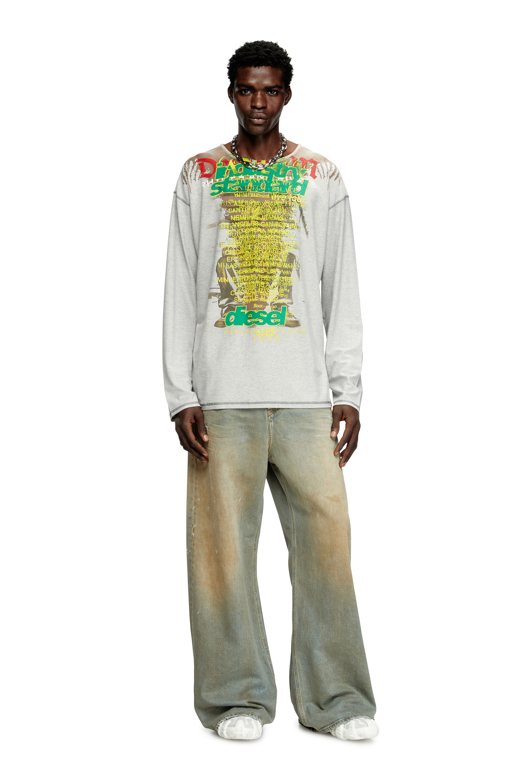 Diesel - T-JERRY-B, Unisex's Long-sleeve T-shirt with lyrics print in Grey - 3