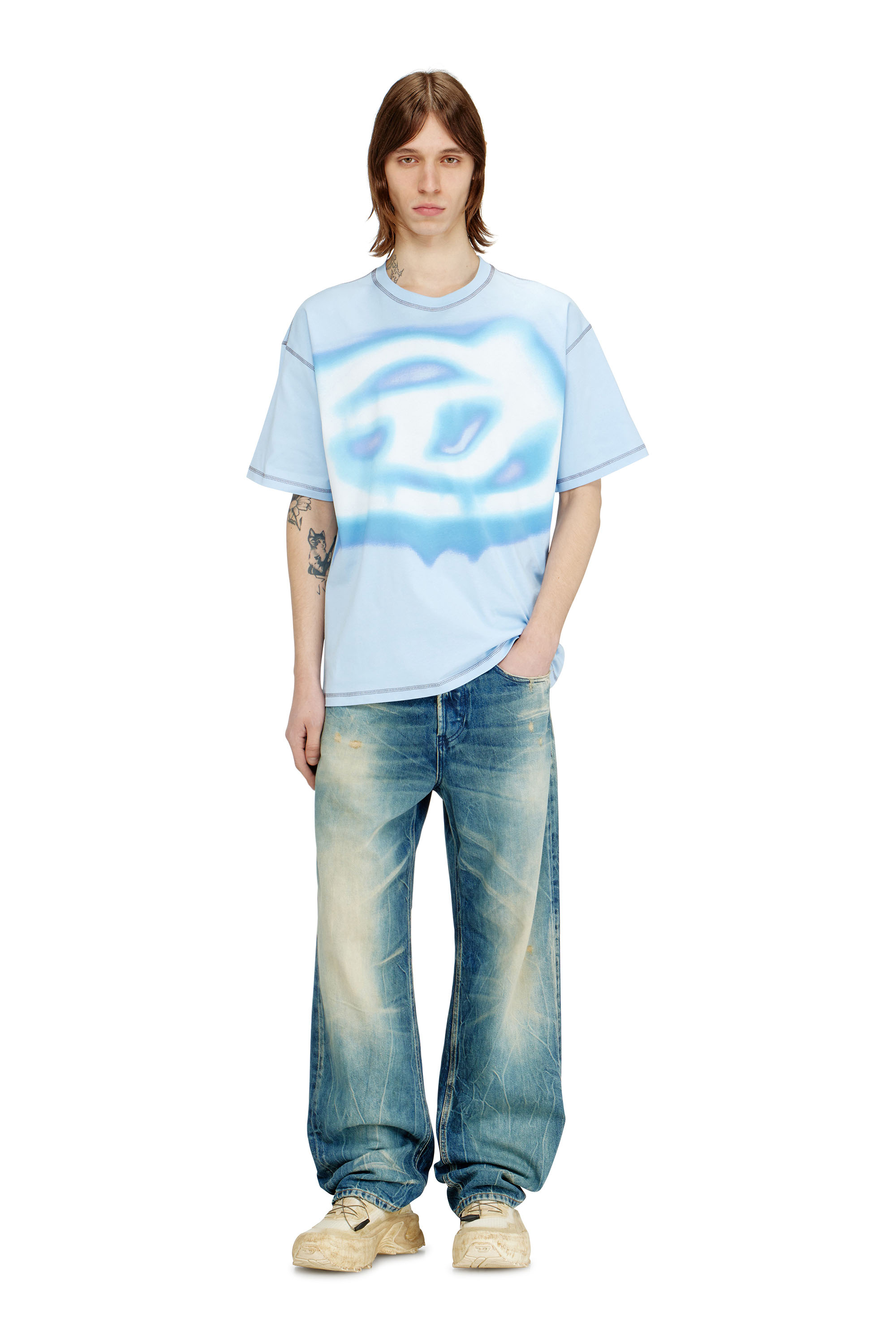 Diesel - T-BOXT-V11, T-shirt relaxed con stampa effetto acqua Uomo in Blu - 1