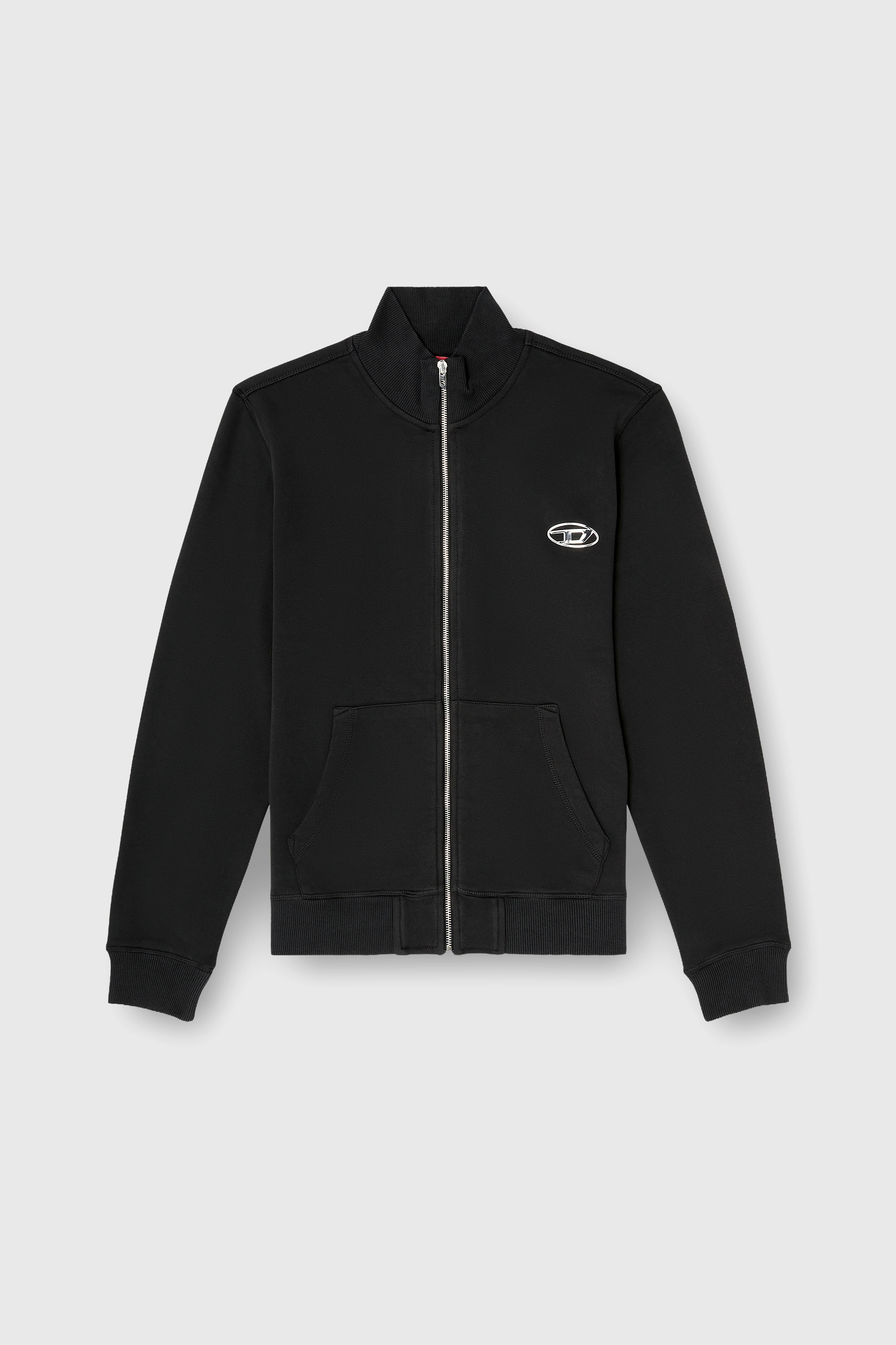 Diesel - S-GINN-ZIP-IOD, Felpa con collo alto e Oval D metallico Uomo in Nero - 2