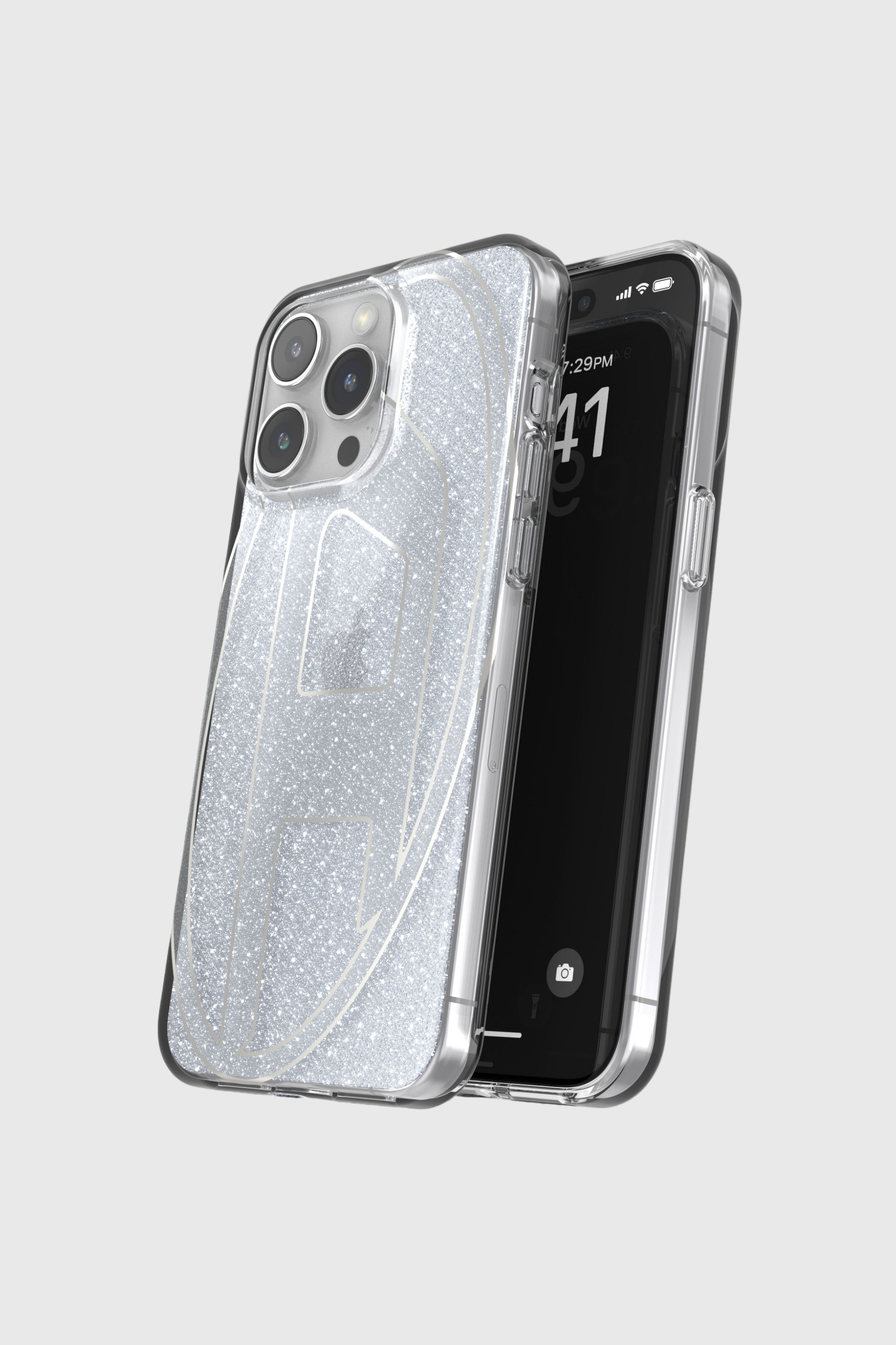 Diesel - 60033 AOP CASE, Cover glitterata per iP 15 Pro Max Unisex in Argento - 4
