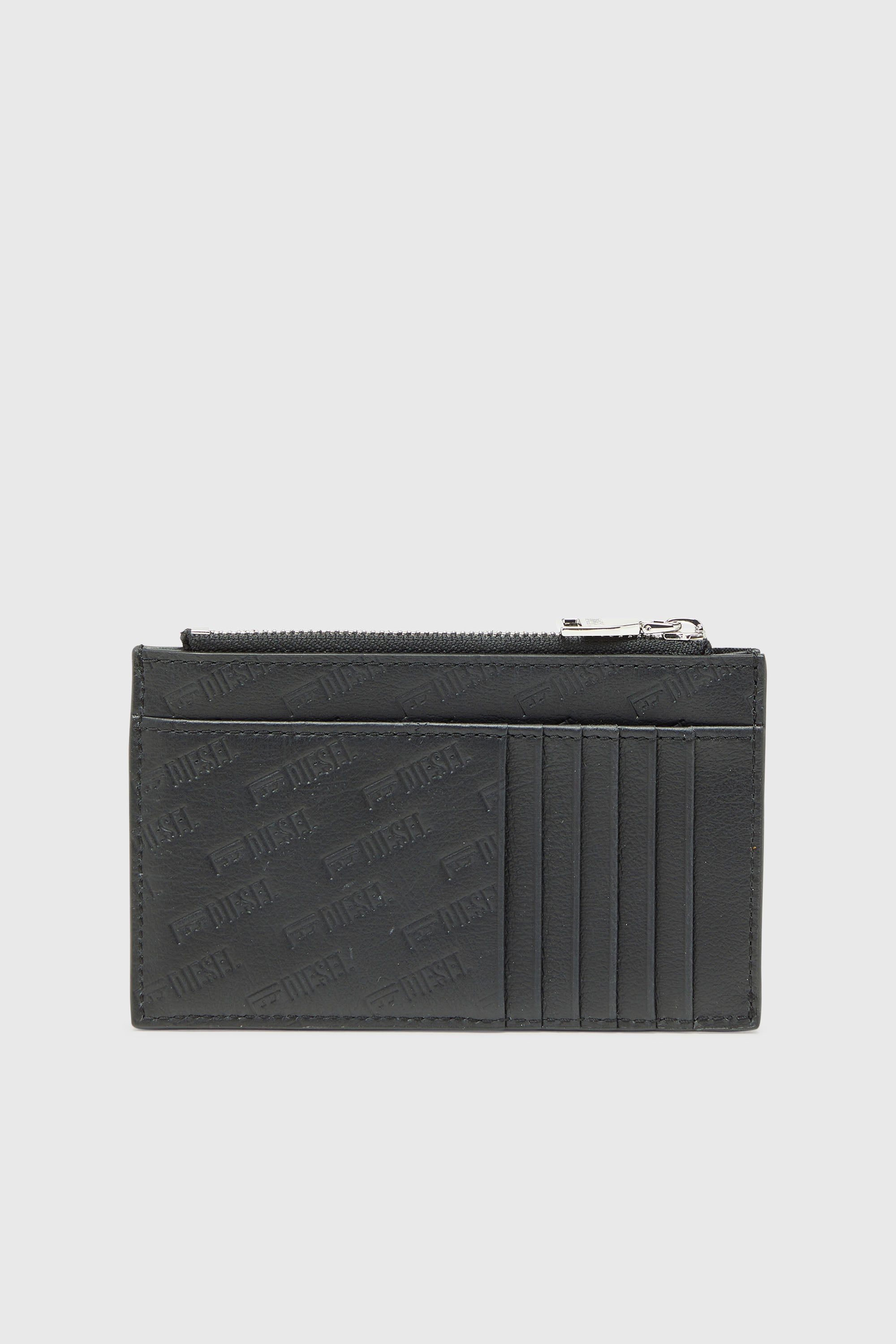 Diesel - MONOGRAM CARD CASE VI, Portacarte in pelle con tasca zip e lavorazione embossing Uomo in Nero - 2