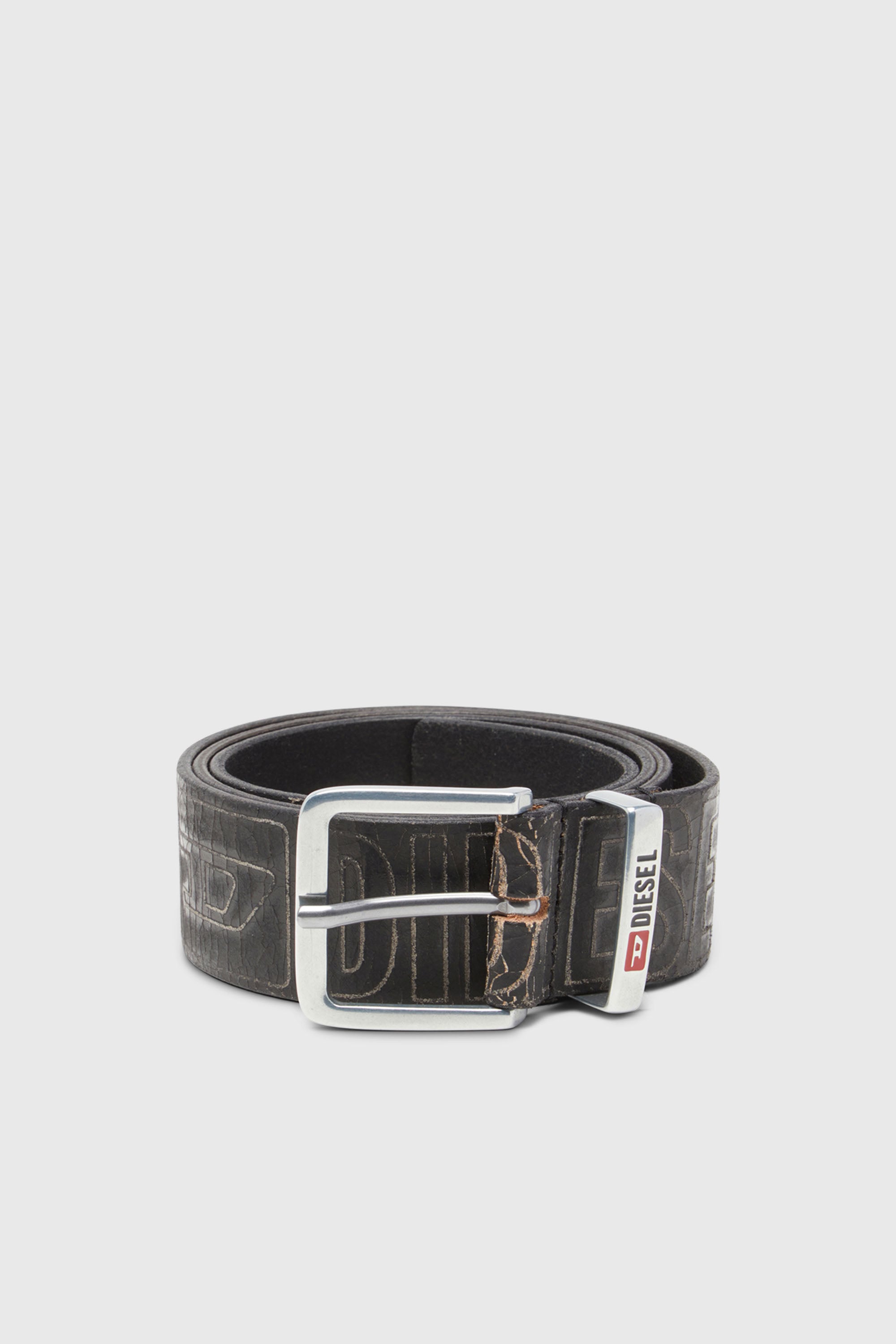 Diesel - B-BISCOTTO OUTLINE, Cintura 4 cm in pelle con logo Uomo in Nero - 1
