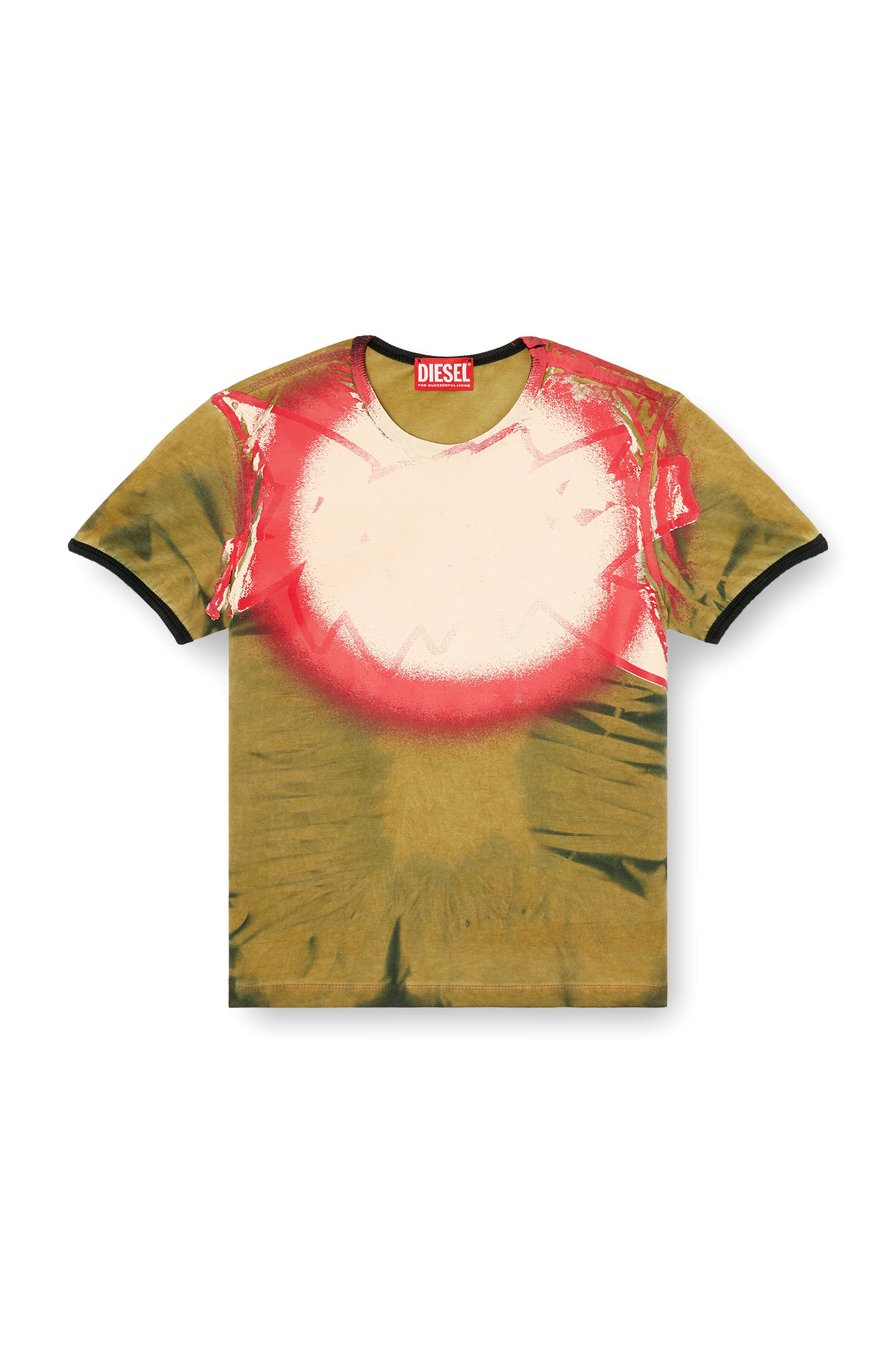 Diesel - T-UNCUTIE-LONG-Q1, T-shirt tie-dye con stampa spotlight Donna in Verde - 3