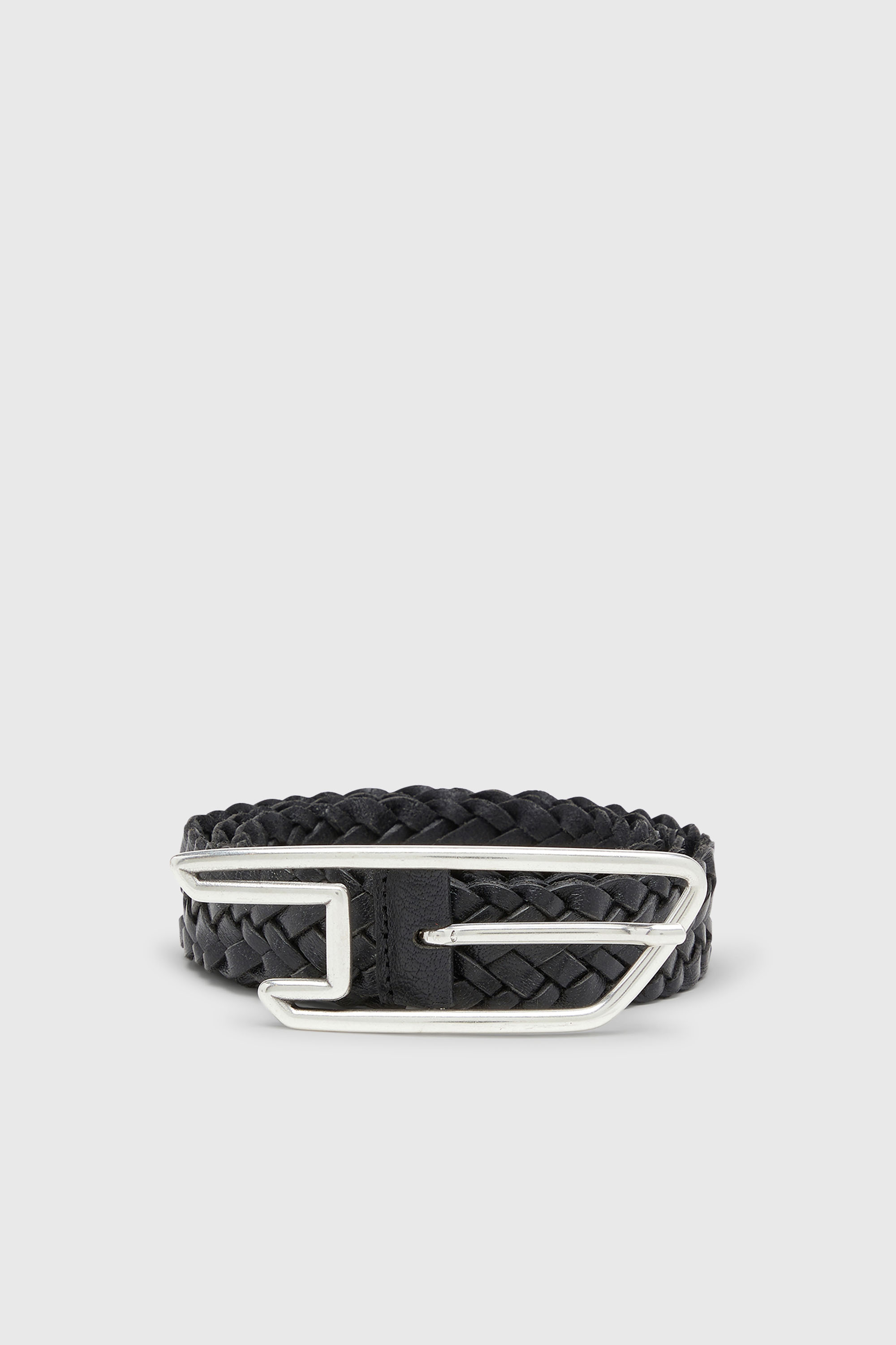 Diesel - B-D LINE 30 BRAIDERED, Cintura 3 cm in pelle intrecciata Unisex in Nero - 1