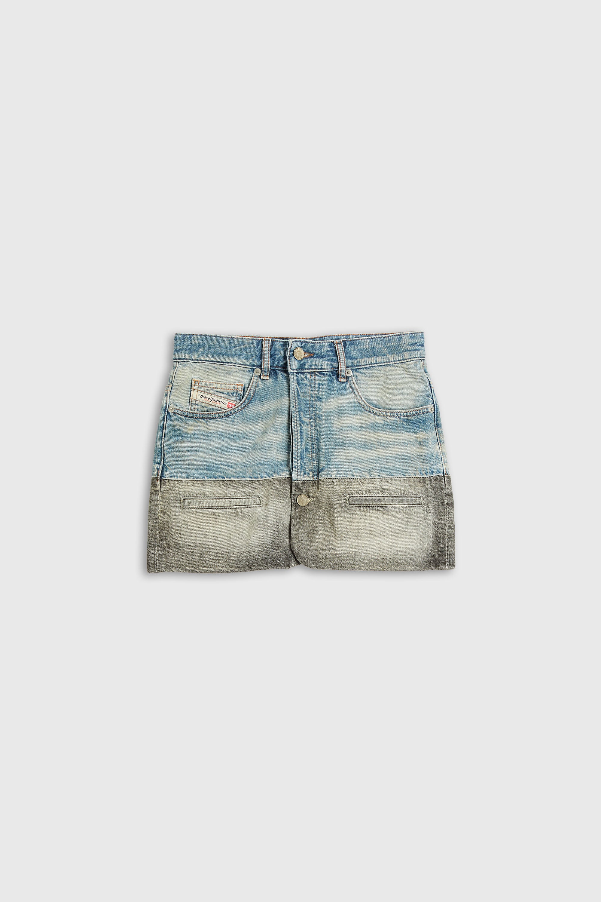 Diesel - DE-RONEE-S1, Minigonna in denim con orlo a contrasto Donna in Multicolor - 2