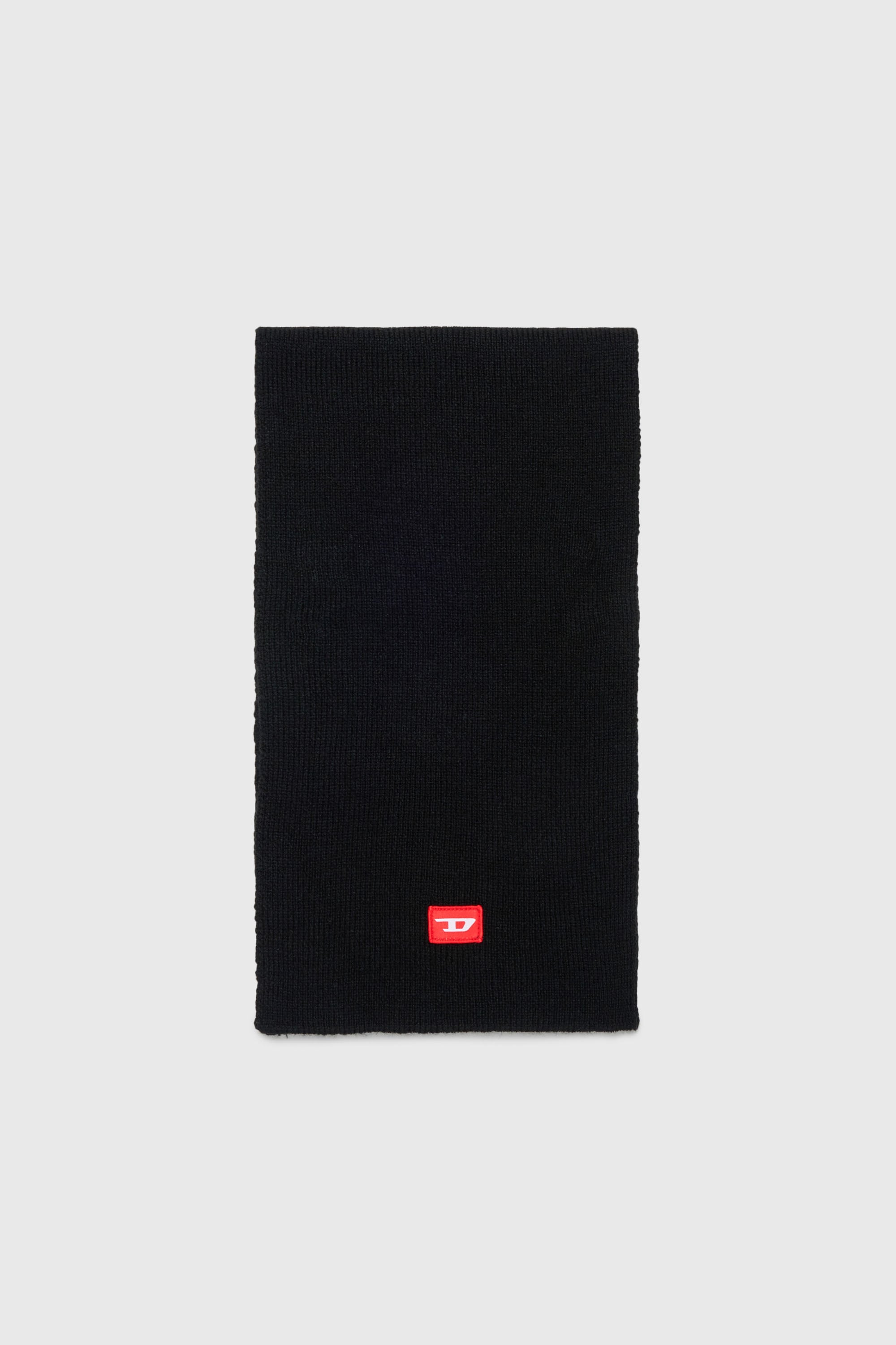 Diesel - RLOT, Sciarpa in misto lana con patch logo D Unisex in Nero - 1