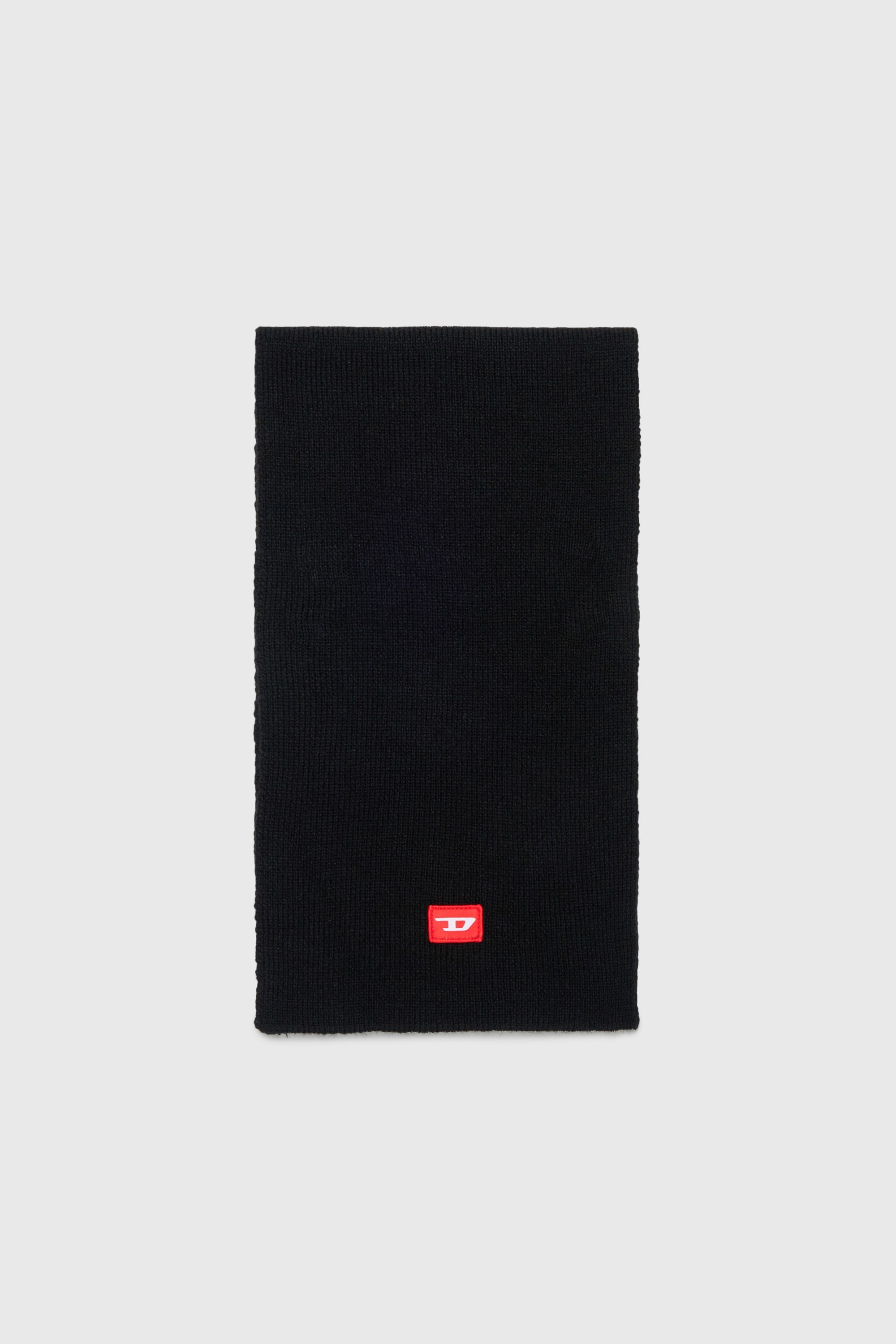 Diesel - RLOT, Sciarpa in misto lana con patch logo D Unisex in Nero - 1