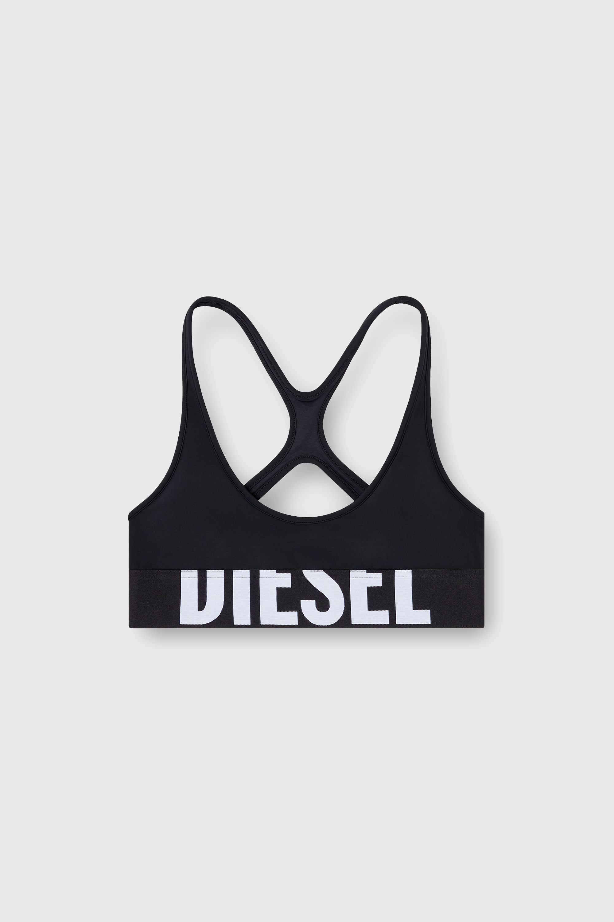 Diesel - ALLISON-D-POP, Reggiseno sportivo con logo tagliato Donna in Nero - 2