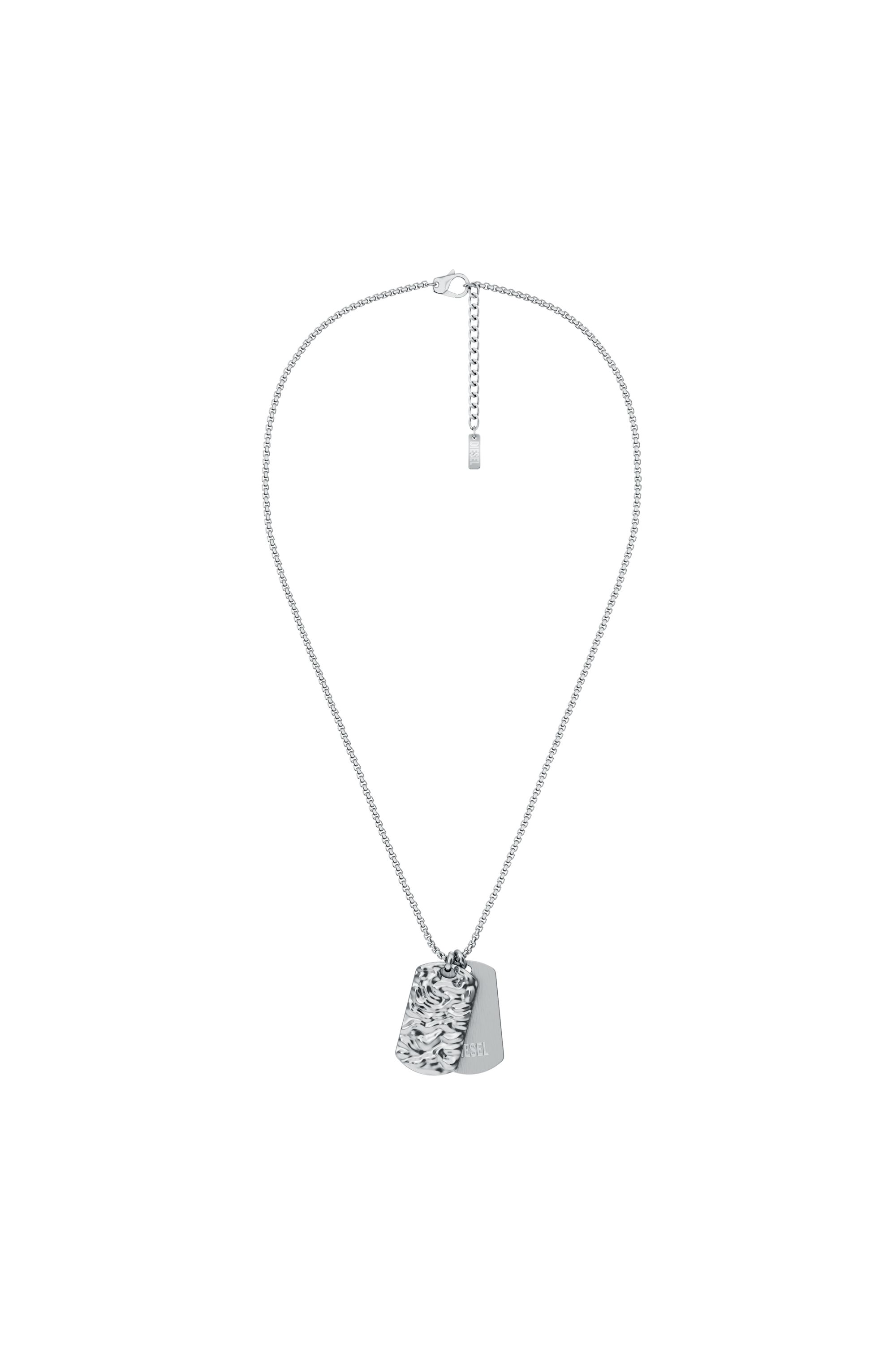 Diesel - DX1735040, Collana con piastrina in acciaio inox Unisex in Argento - 1