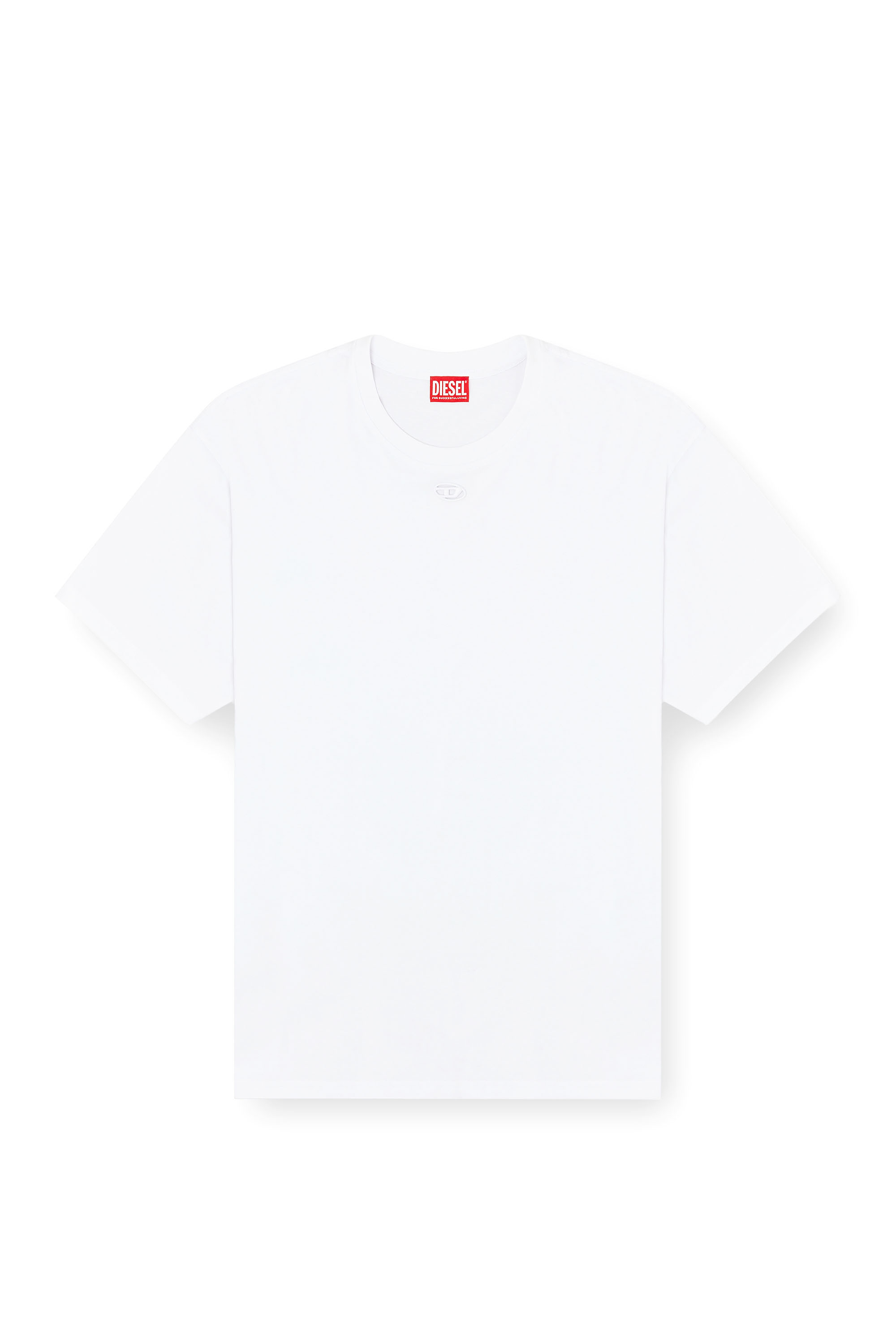 Diesel - T-BOXT-DCO, T-shirt in cotone dalla vestibilit&agrave; rilassata con ricamo Oval D Uomo in Bianco - 3