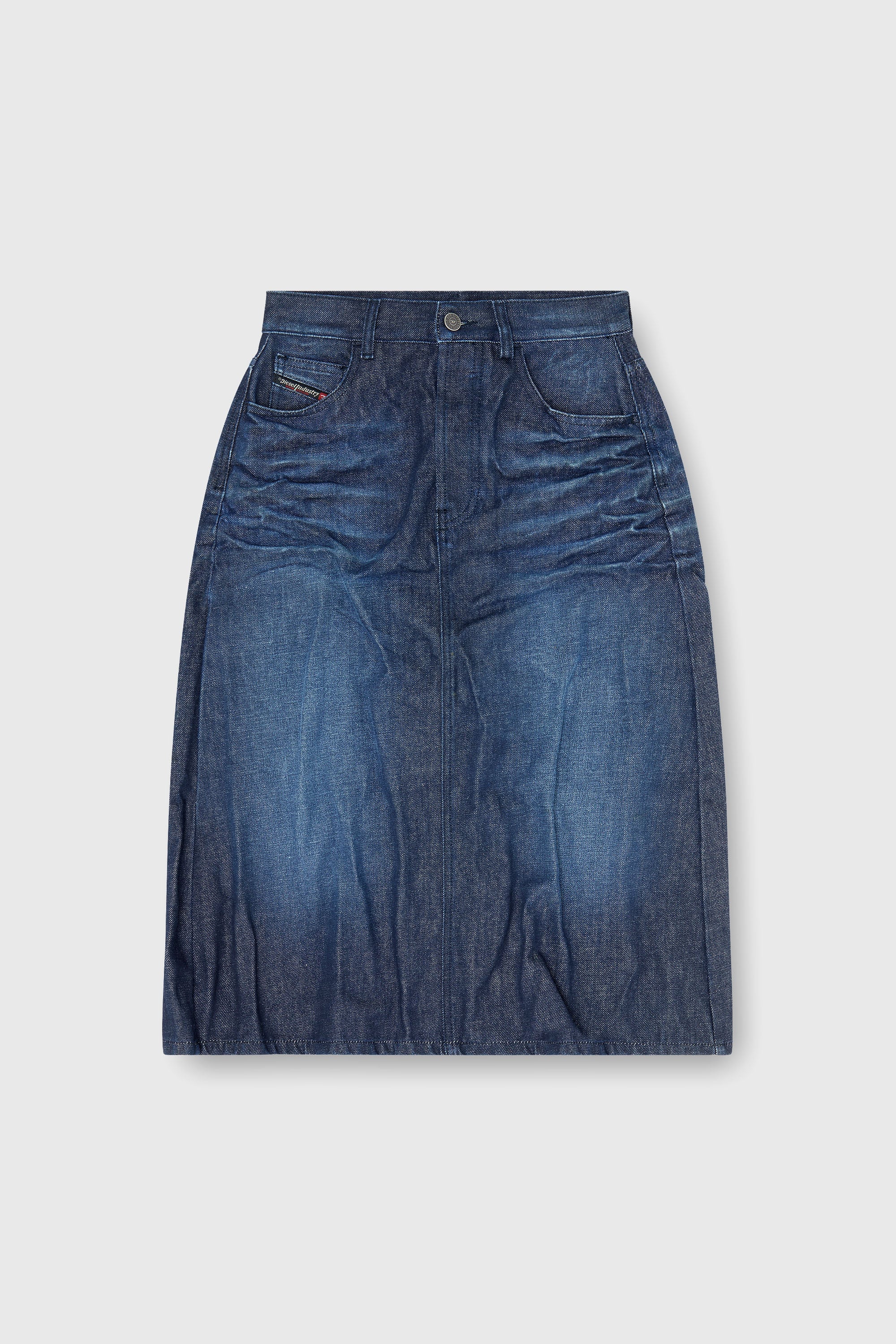 Diesel - DE-IRTI-FSJ, Gonna midi in denim effetto stropicciato Donna in Blu - 2