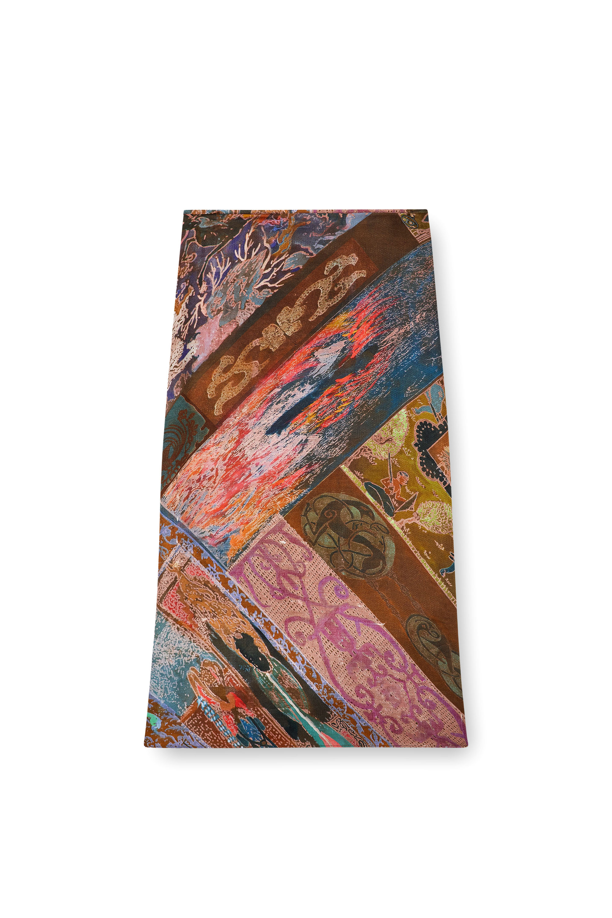 Diesel - O-RCHID, Gonna midi in viscosa con stampa araldica Donna in Marrone - 2