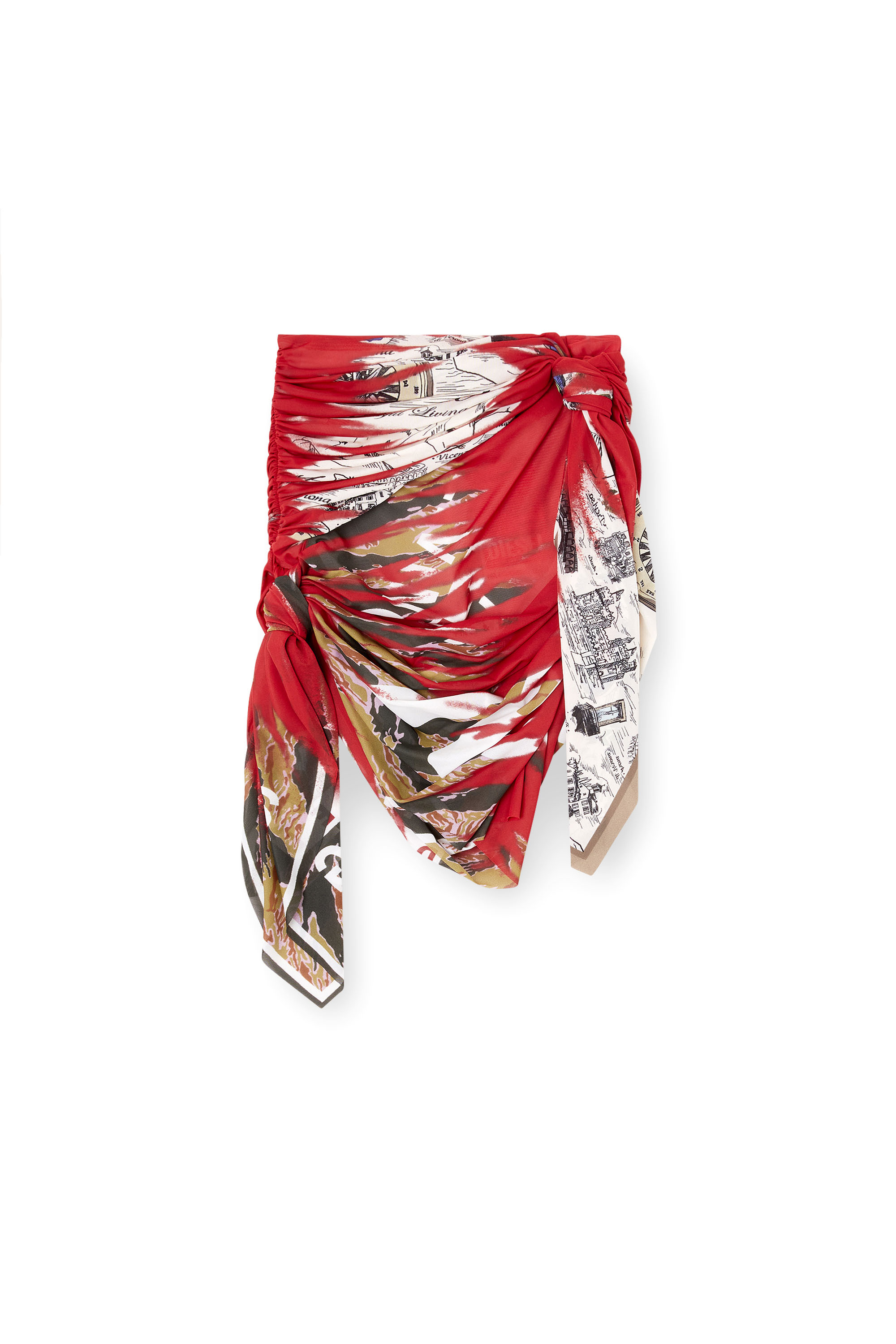 Diesel - O-RUELLIA, Minigonna bandana con drappeggi in nylon stretch Donna in Multicolor - 2