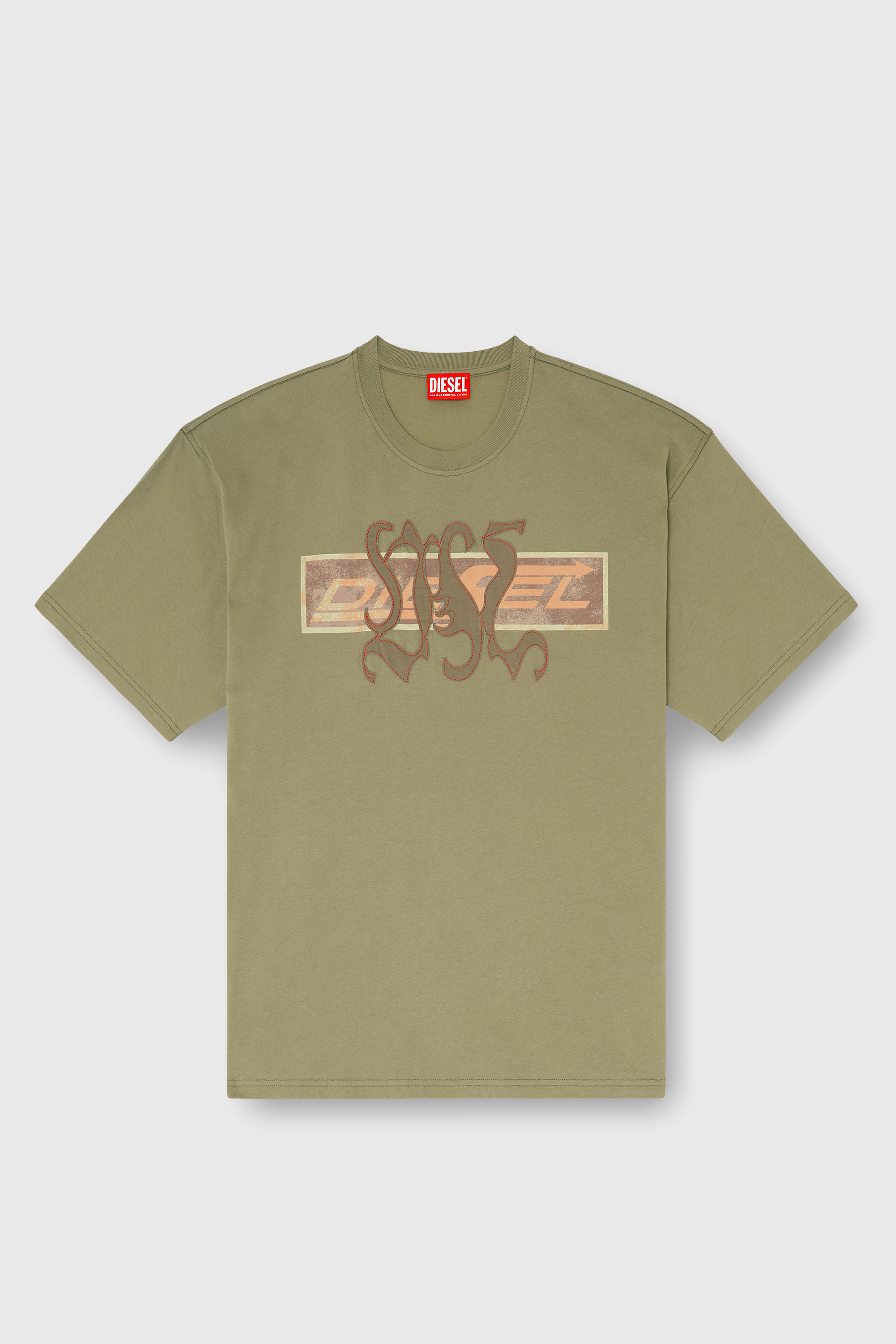 Diesel - T-BOXT-AA17, T-shirt con stampa grafica e patch Uomo in Verde - 2