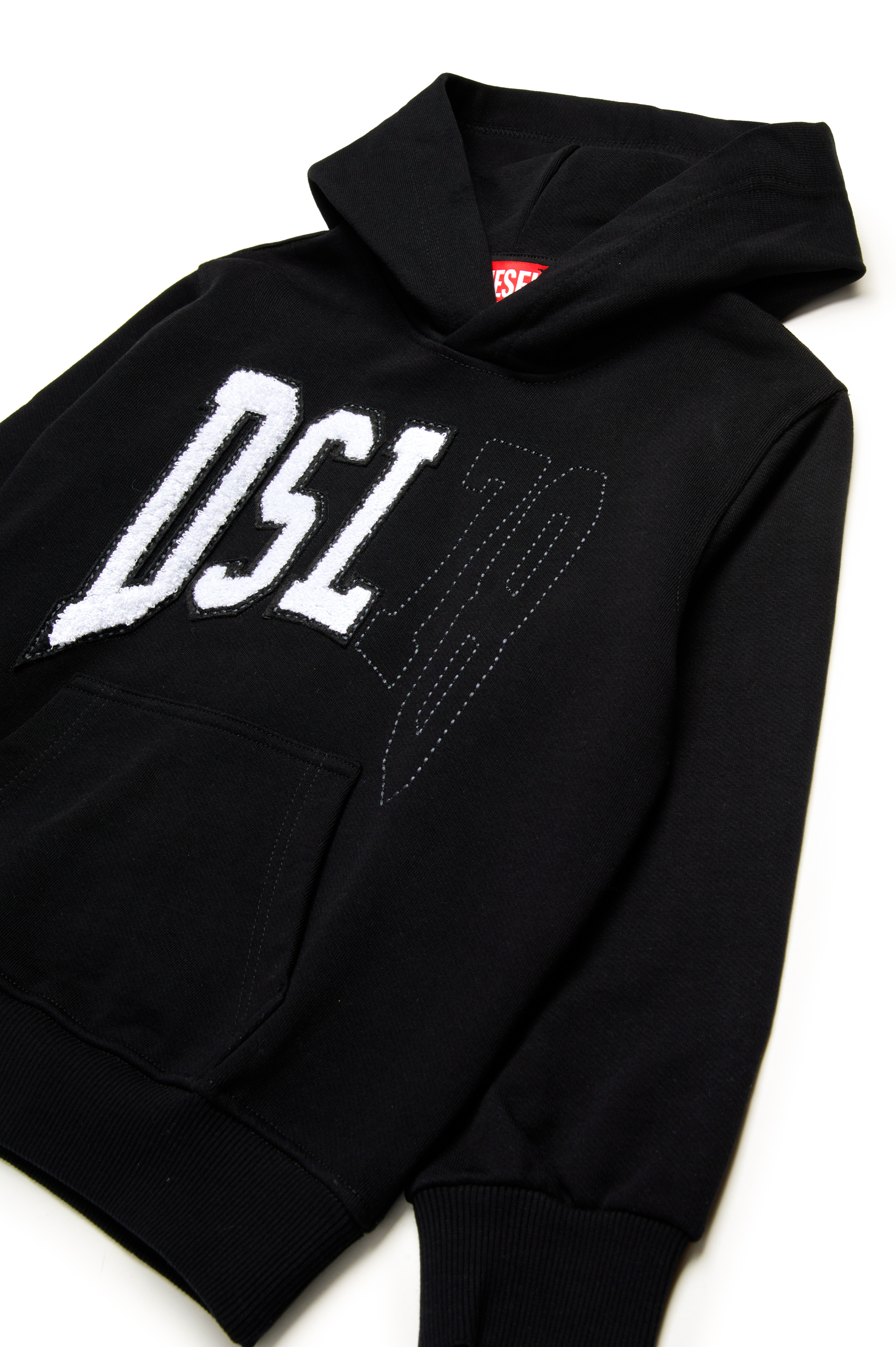 Diesel - SBOXTHOOD OVER, Felpa con cappuccio con logo DSL 78 in stile college Uomo in Nero - 3