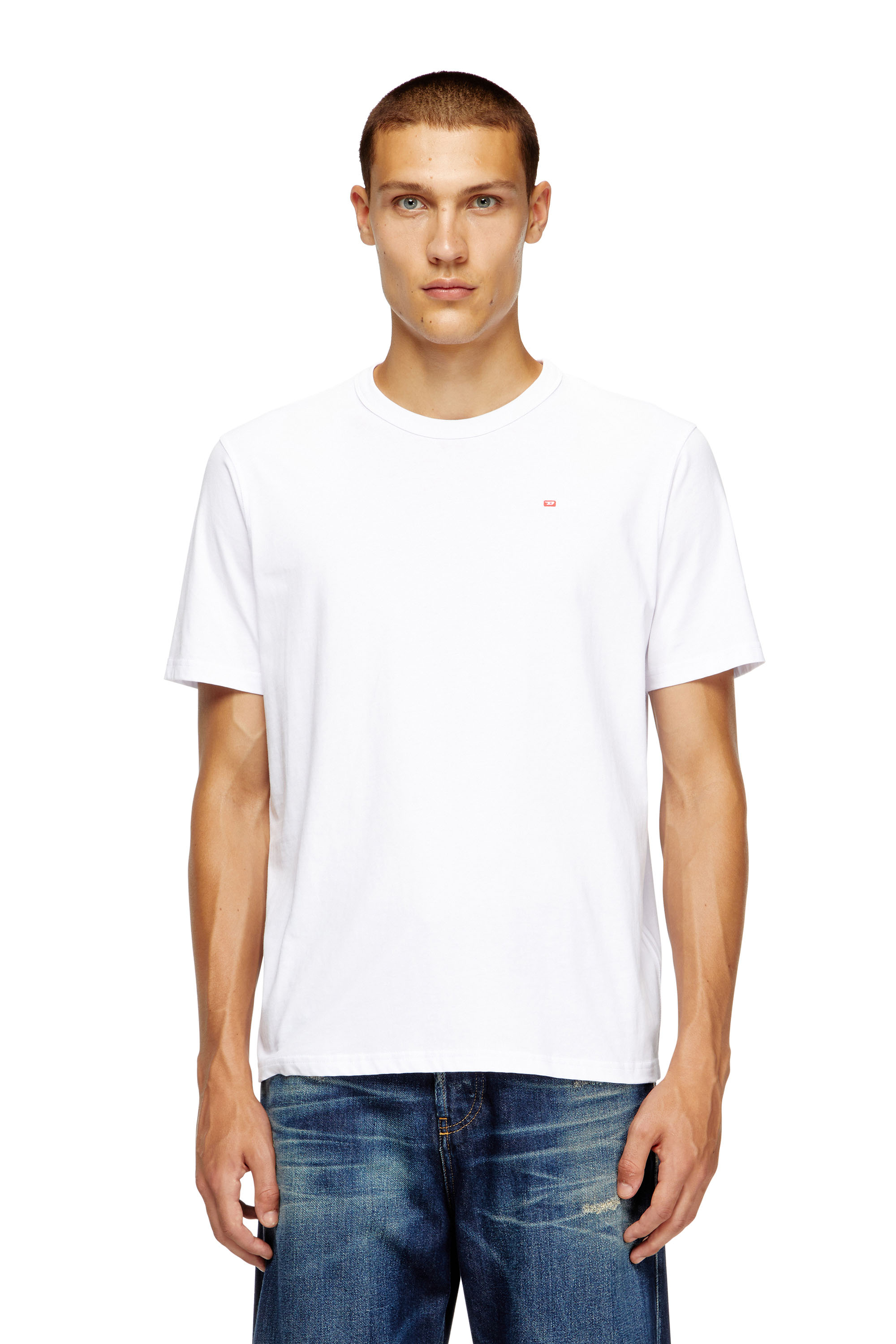 Diesel - T-ADJUST-MICRODIV, T-shirt con micro logo ricamato Unisex in Bianco - 1