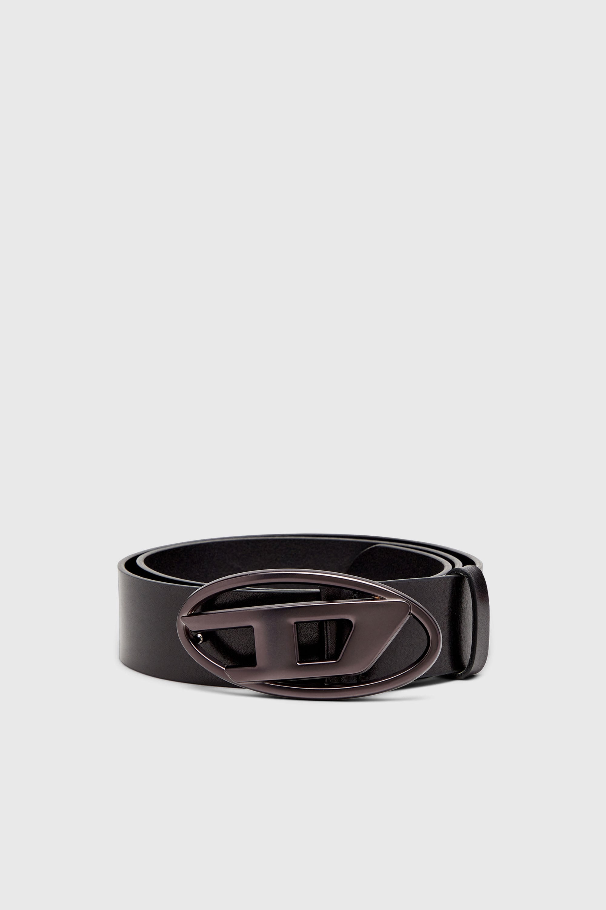 Diesel - B-1DR, Cintura 3.9 cm in pelle con fibbia Oval D metalizzata Unisex in Nero - 1