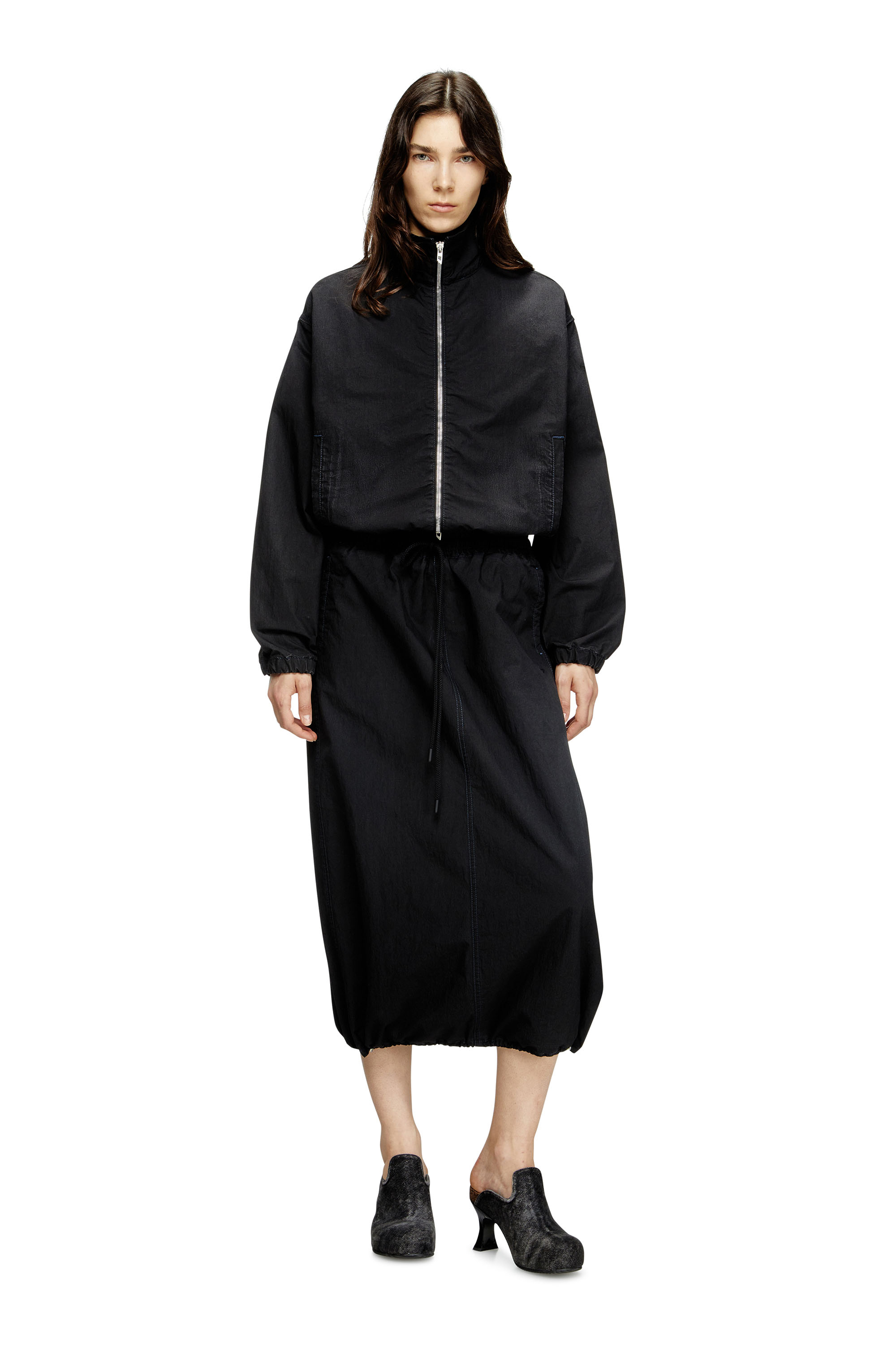 DE-OREN-C JOGG, Nero Diesel - DE-OREN-C JOGG, Gonna midi in JoggJeans tecnico Donna in Nero - 1