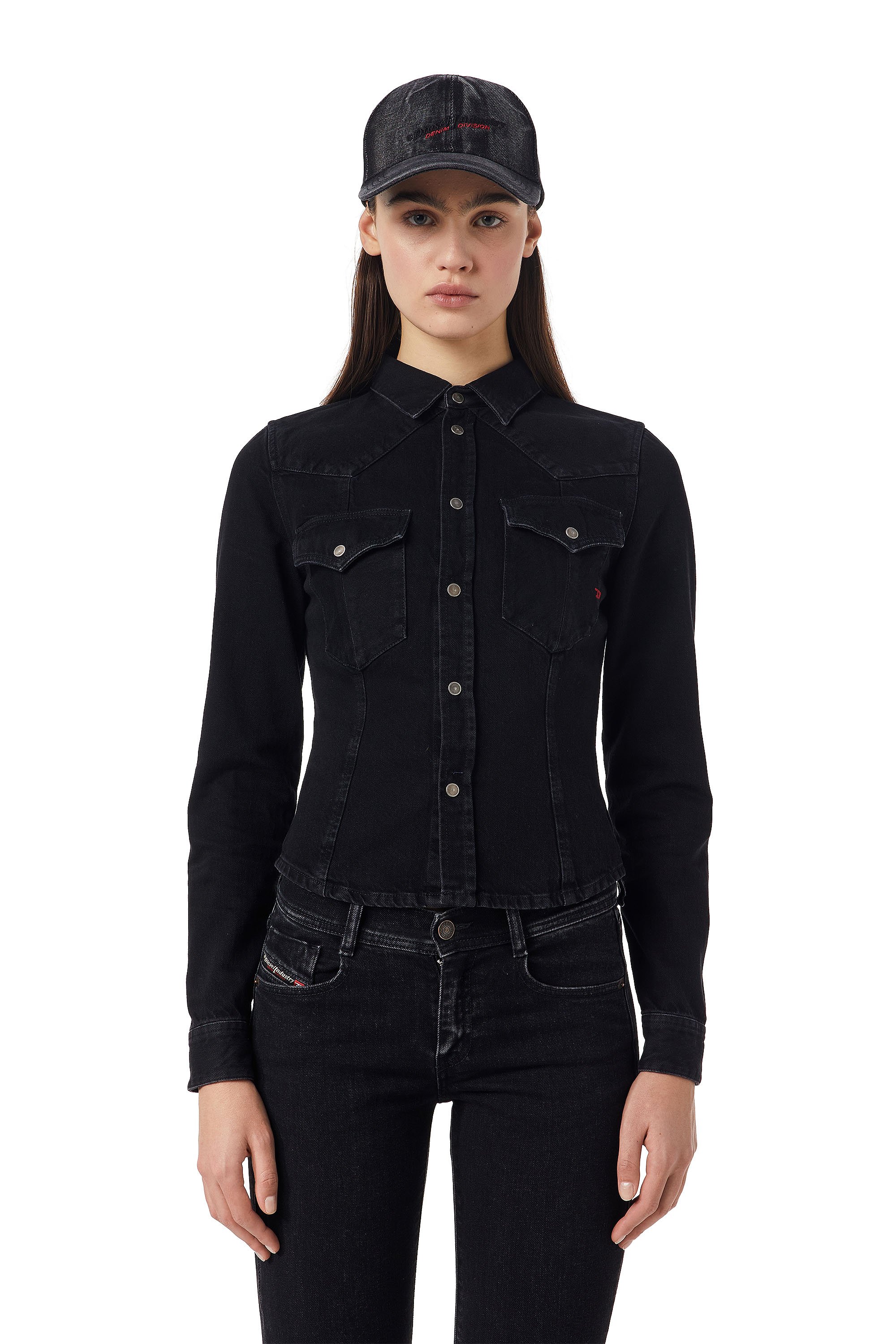Diesel - DE-RIN WESTERN SHIRT, Nero/Grigio scuro - Image 1