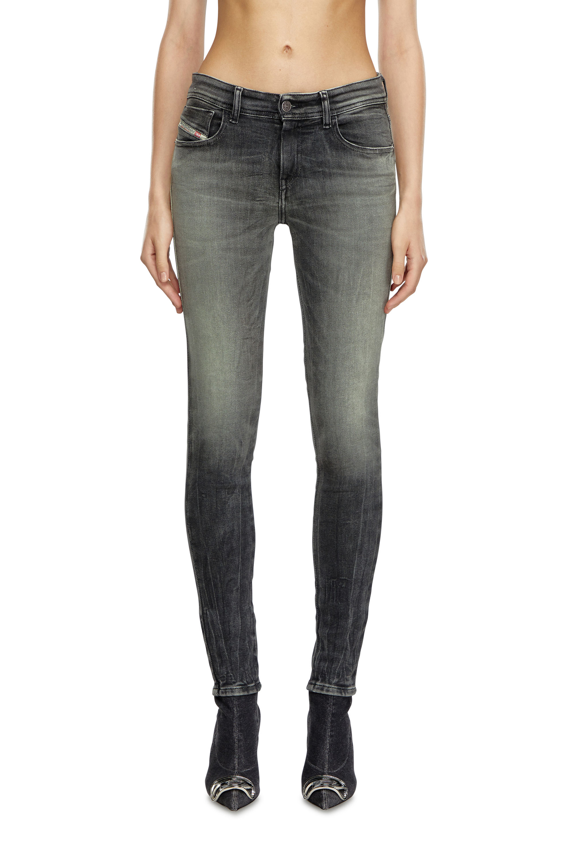 Diesel - Super skinny Jeans 2017 Slandy 09J08 Donna, Nero/Grigio scuro - Image 1