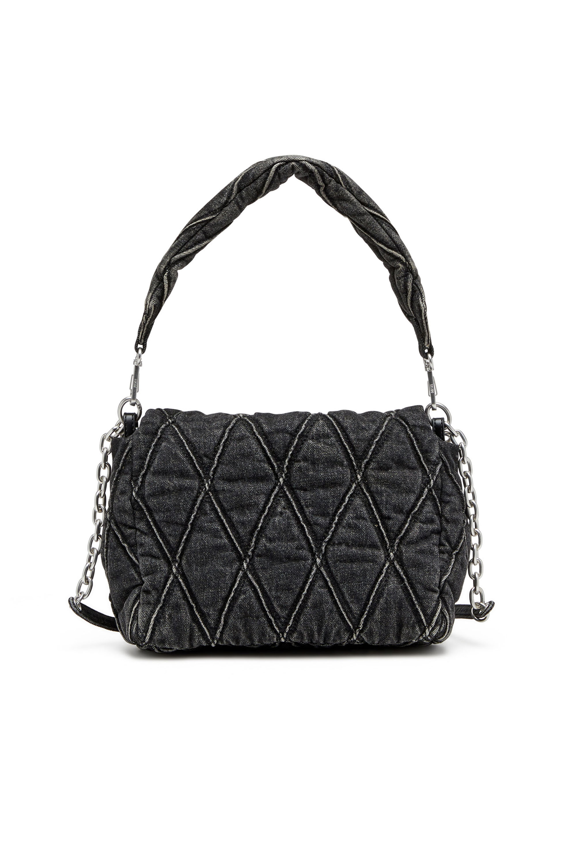 Diesel - CHARM-D SHOULDER M, Charm-D M-Borsa a spalla in denim trapuntato Donna in Nero - 2