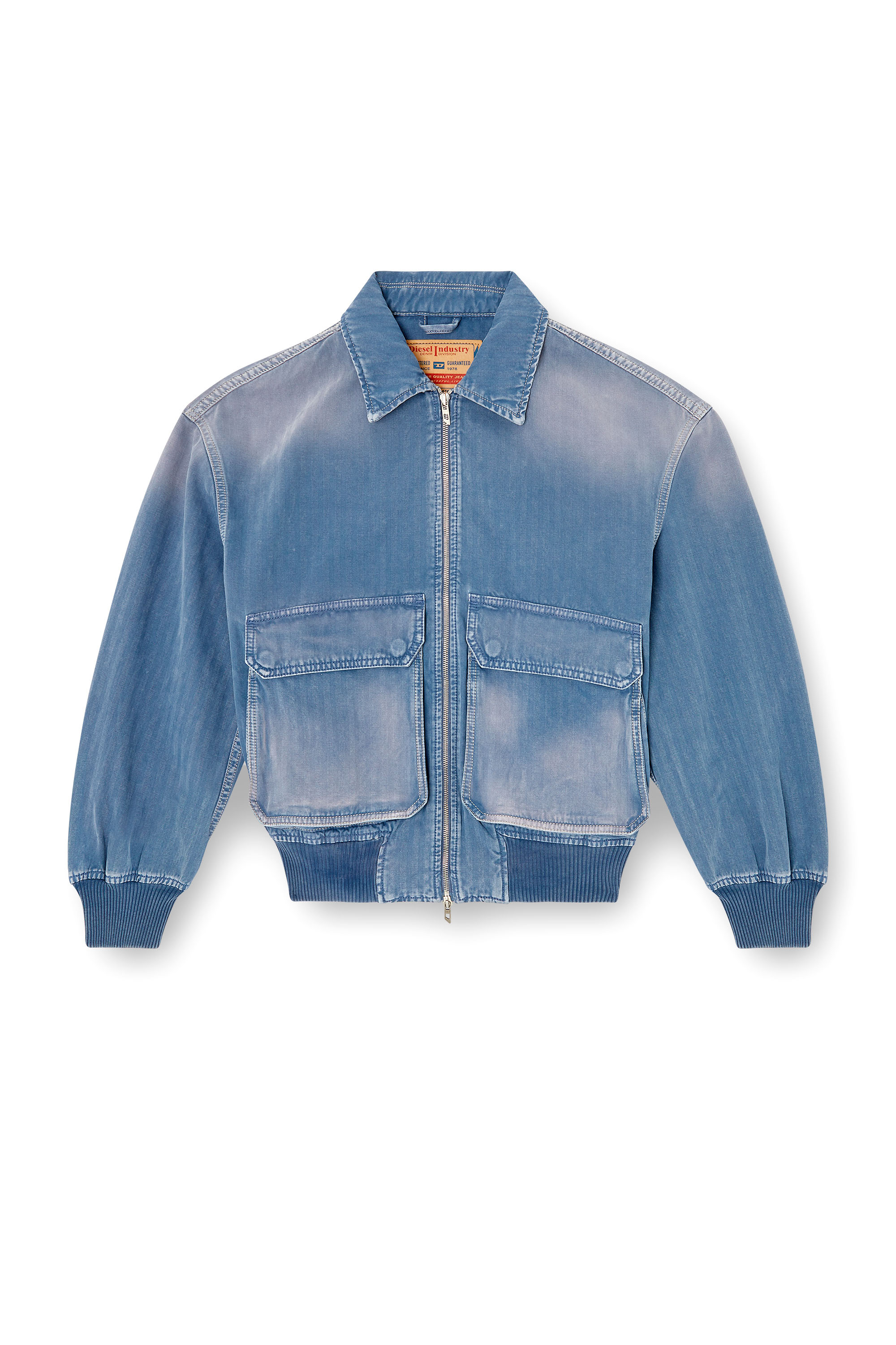 Diesel - D-KURZ, Giacca in denim colorato herringbone Unisex in Blu - 4