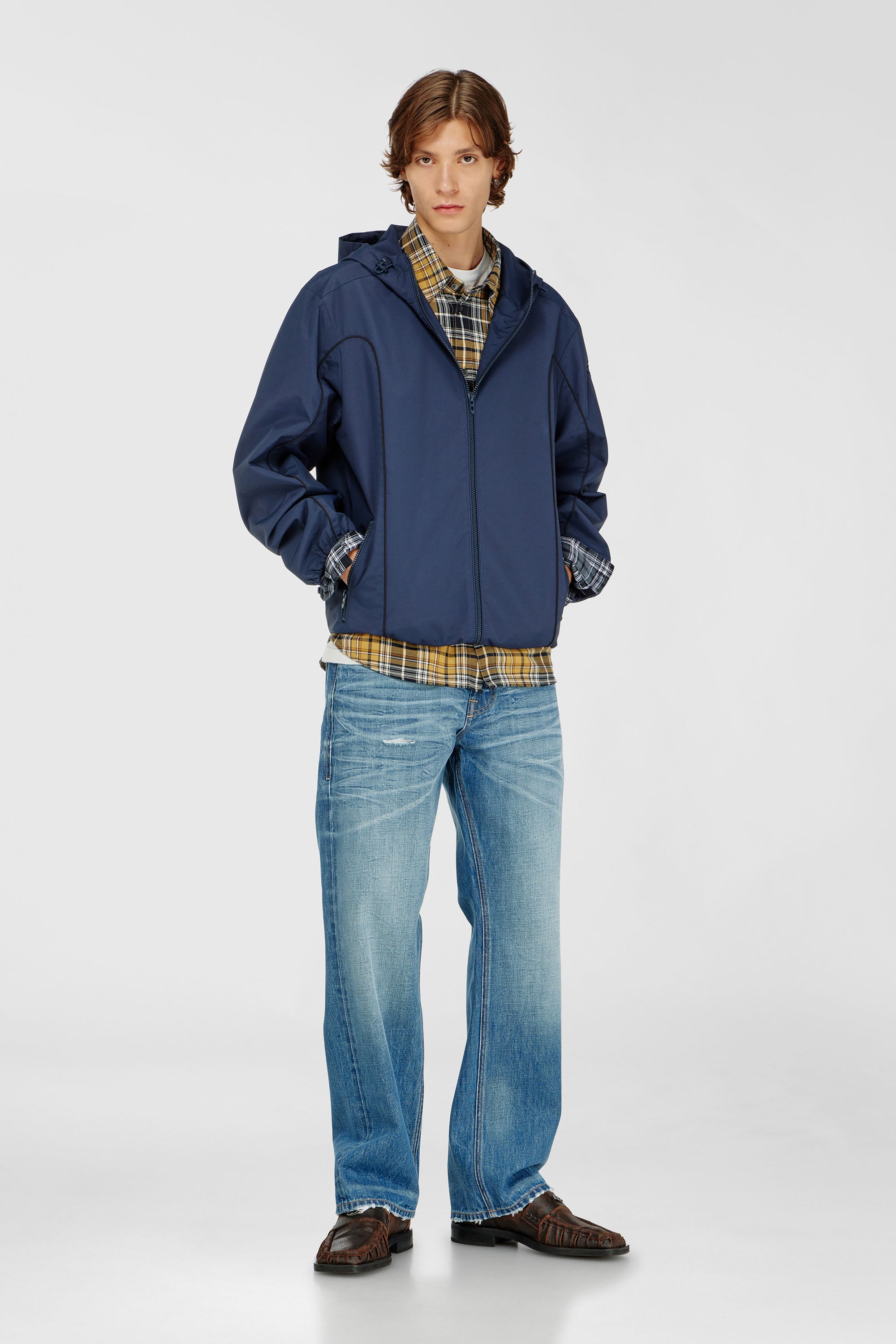 Diesel - J-HIVES-WRD, Giacca a vento con piping a contrasto Uomo in Blu - 2