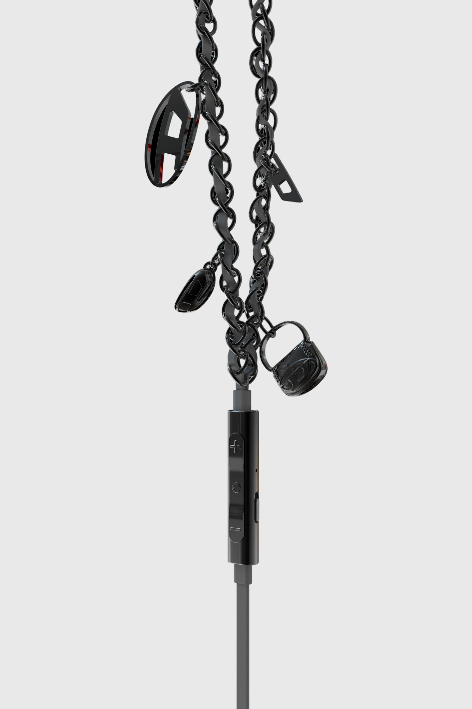 Diesel - 60686 WIRED EARBUDS WIRED EARBUDS, Auricolari neri con filo e charms Unisex in Nero - 3