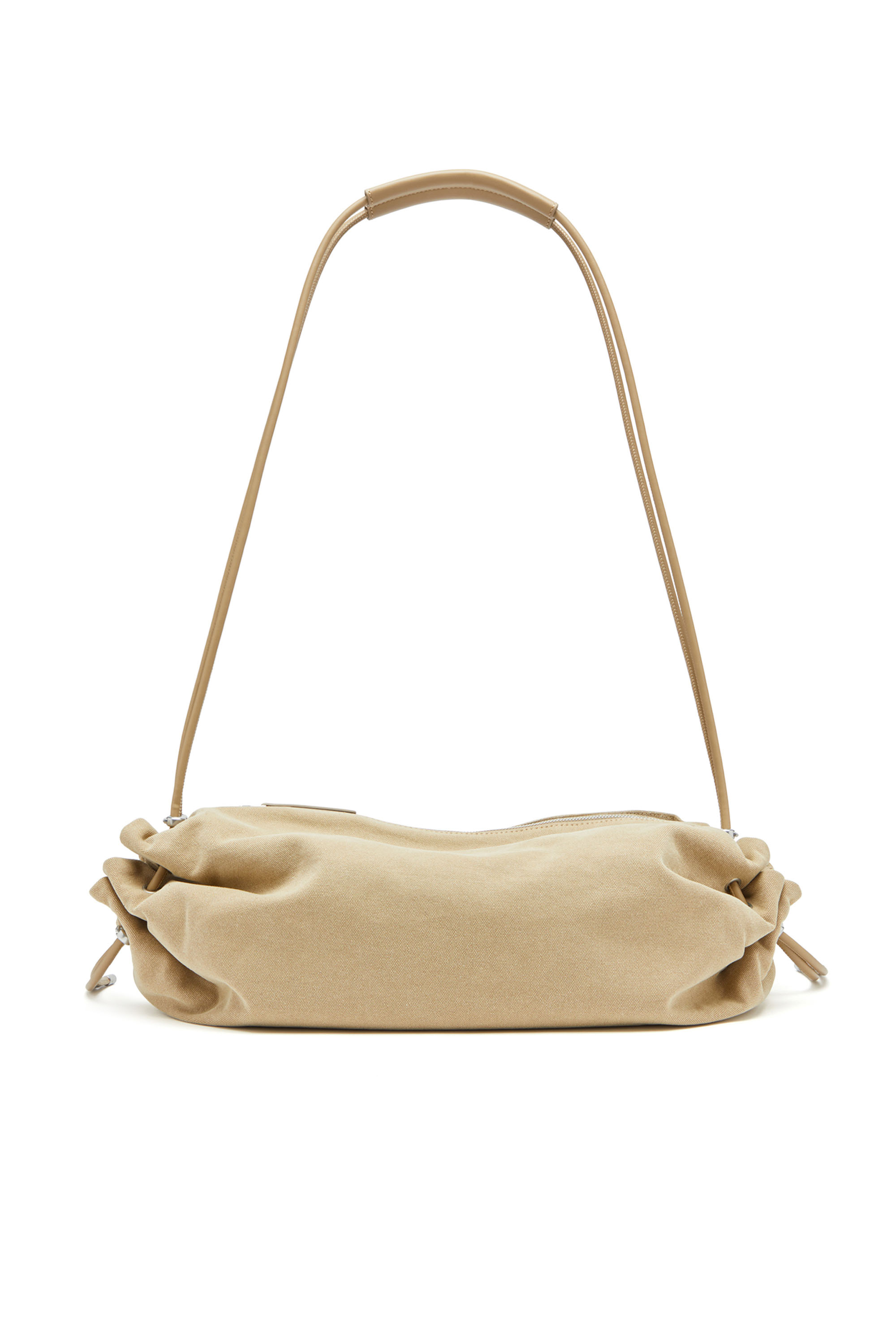 Diesel - SCRUNCH-D CROSSBODY L, Borsa arricciata in tela trattata Donna in Beige - 2