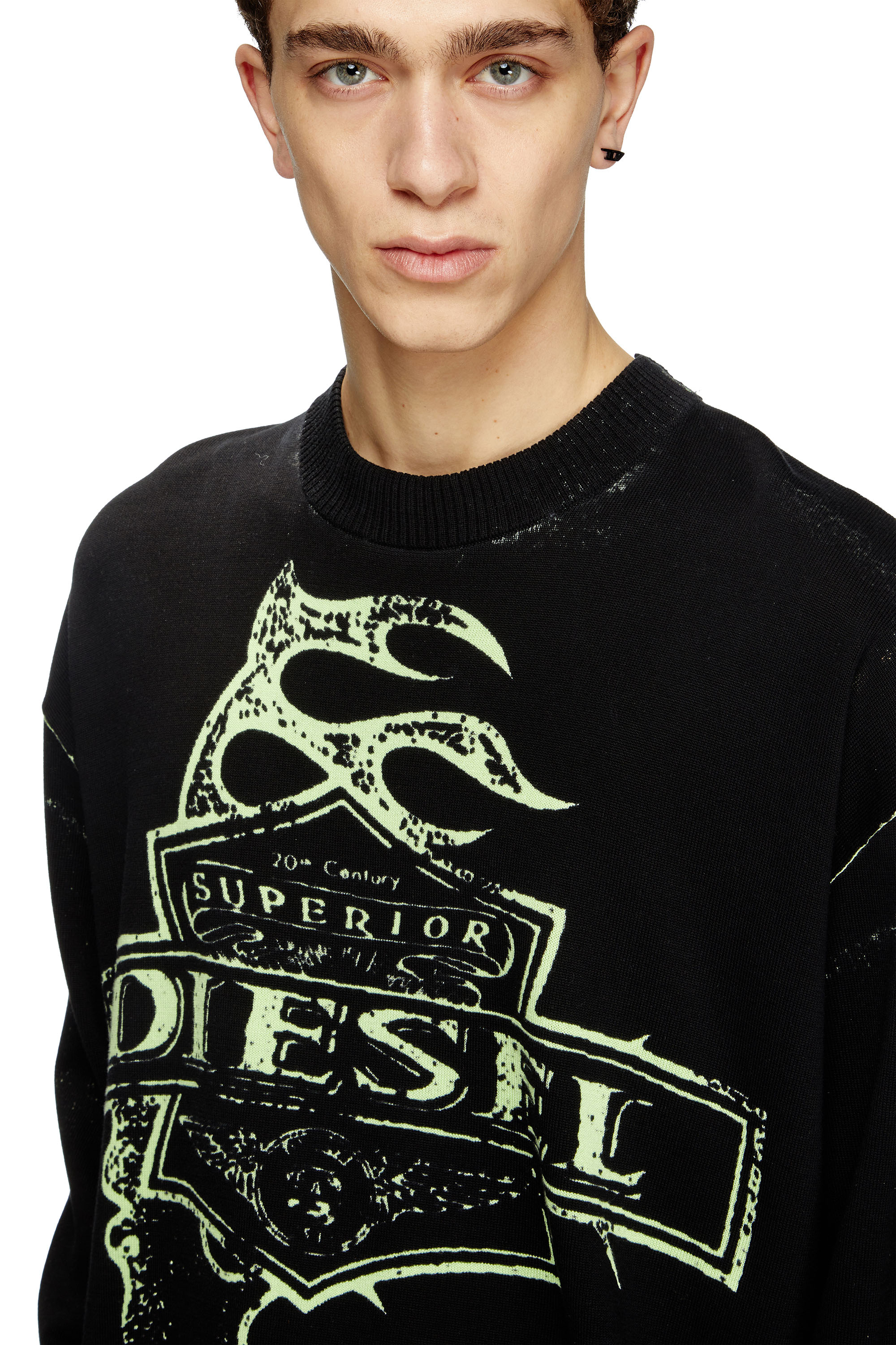 Diesel - K-BELEZ, Maglia con logo stampato al contrario Uomo in Nero - 5