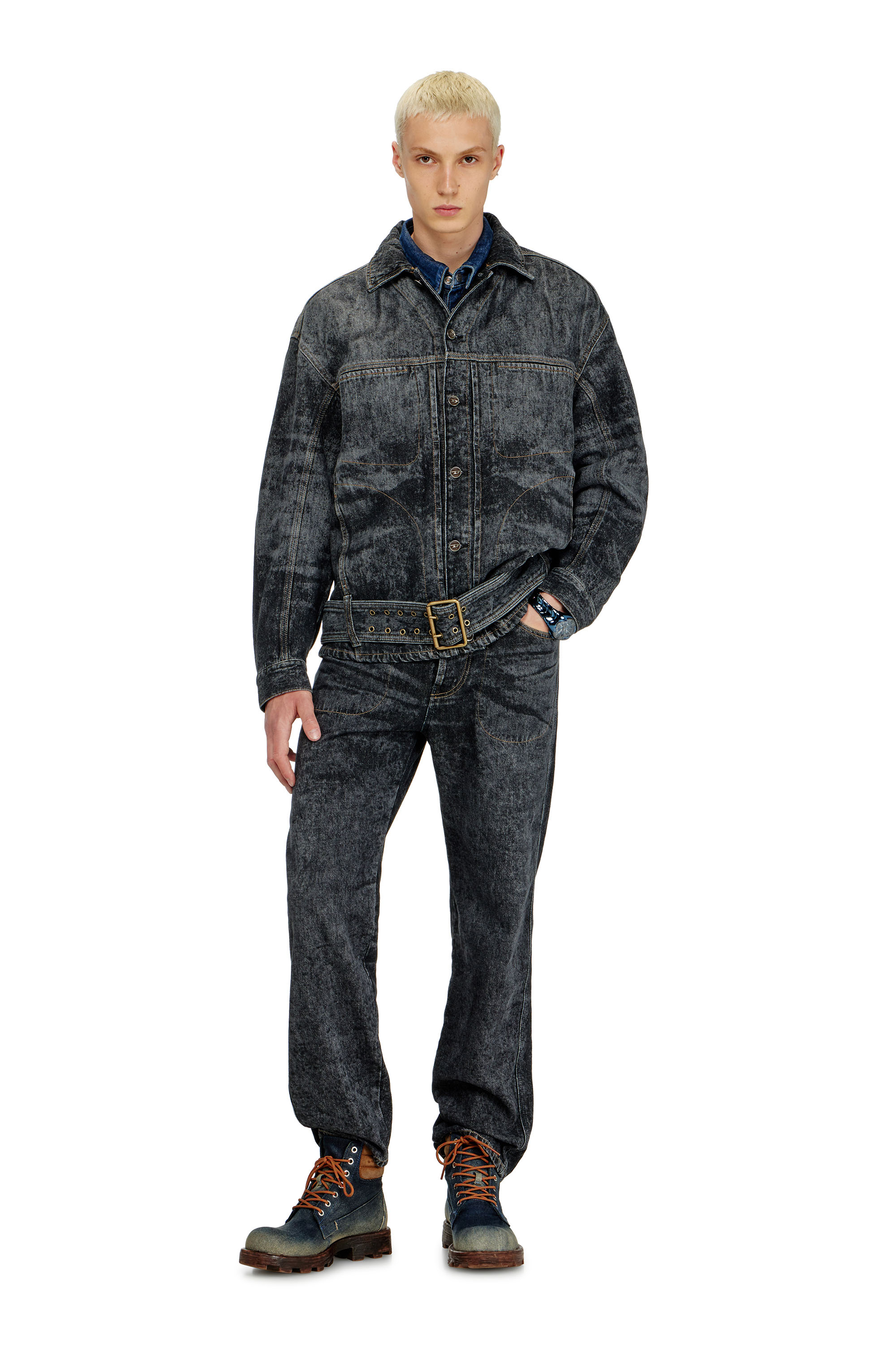 Diesel - D-VALERO-S, Giacca in denim d'ispirazione biker Uomo in Nero - 2