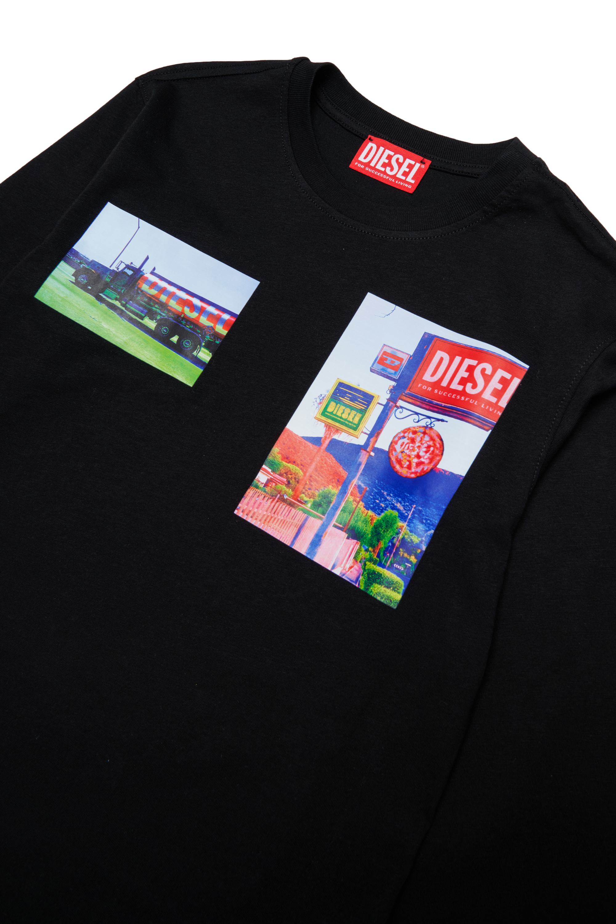 Diesel - TFORMY OVER, T-shirt a manica lunga con stampa foto Uomo in Nero - 3