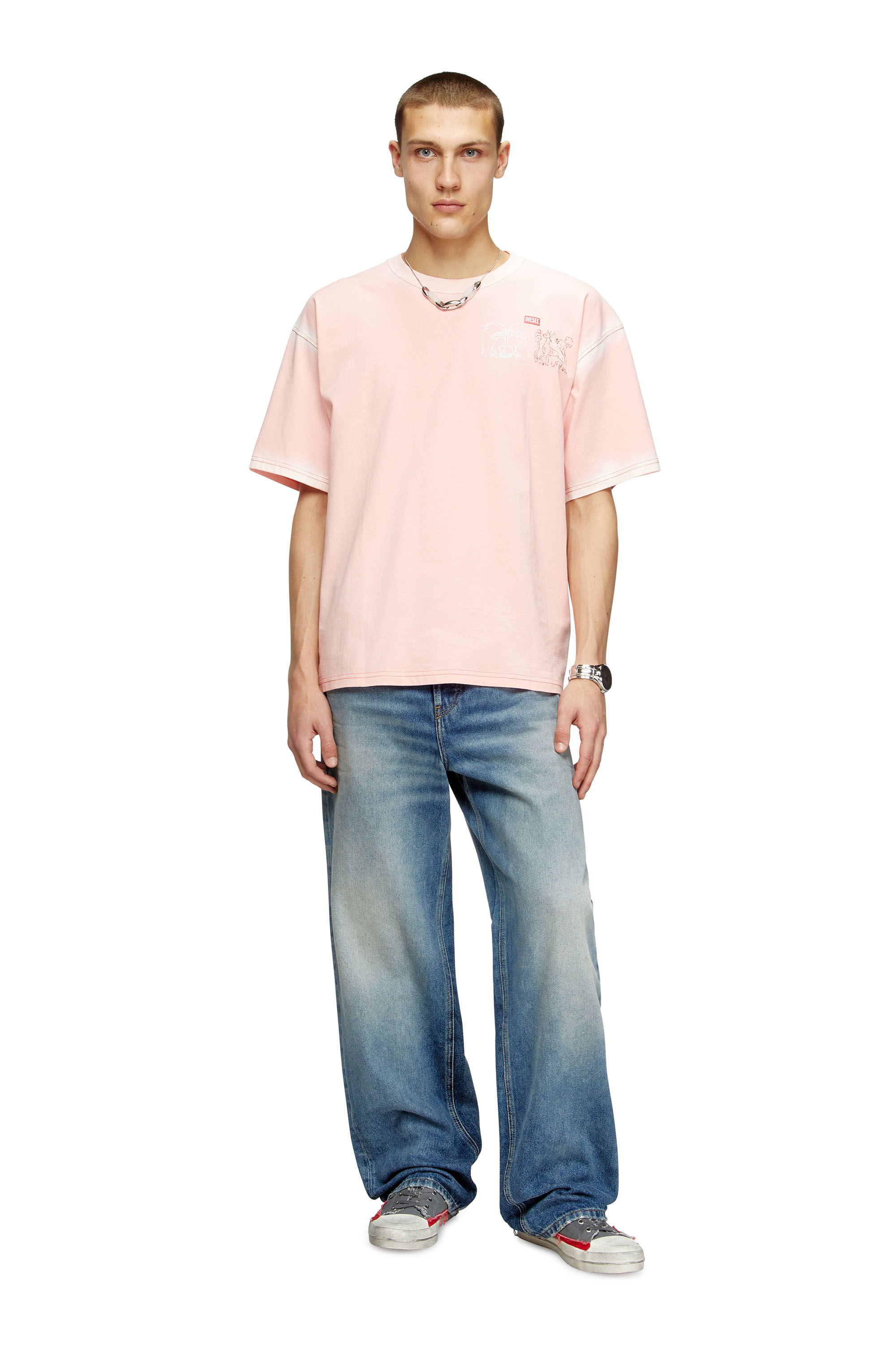 Diesel - T-BOXT-T10, T-shirt con stampa spada Uomo in Rosa - 1