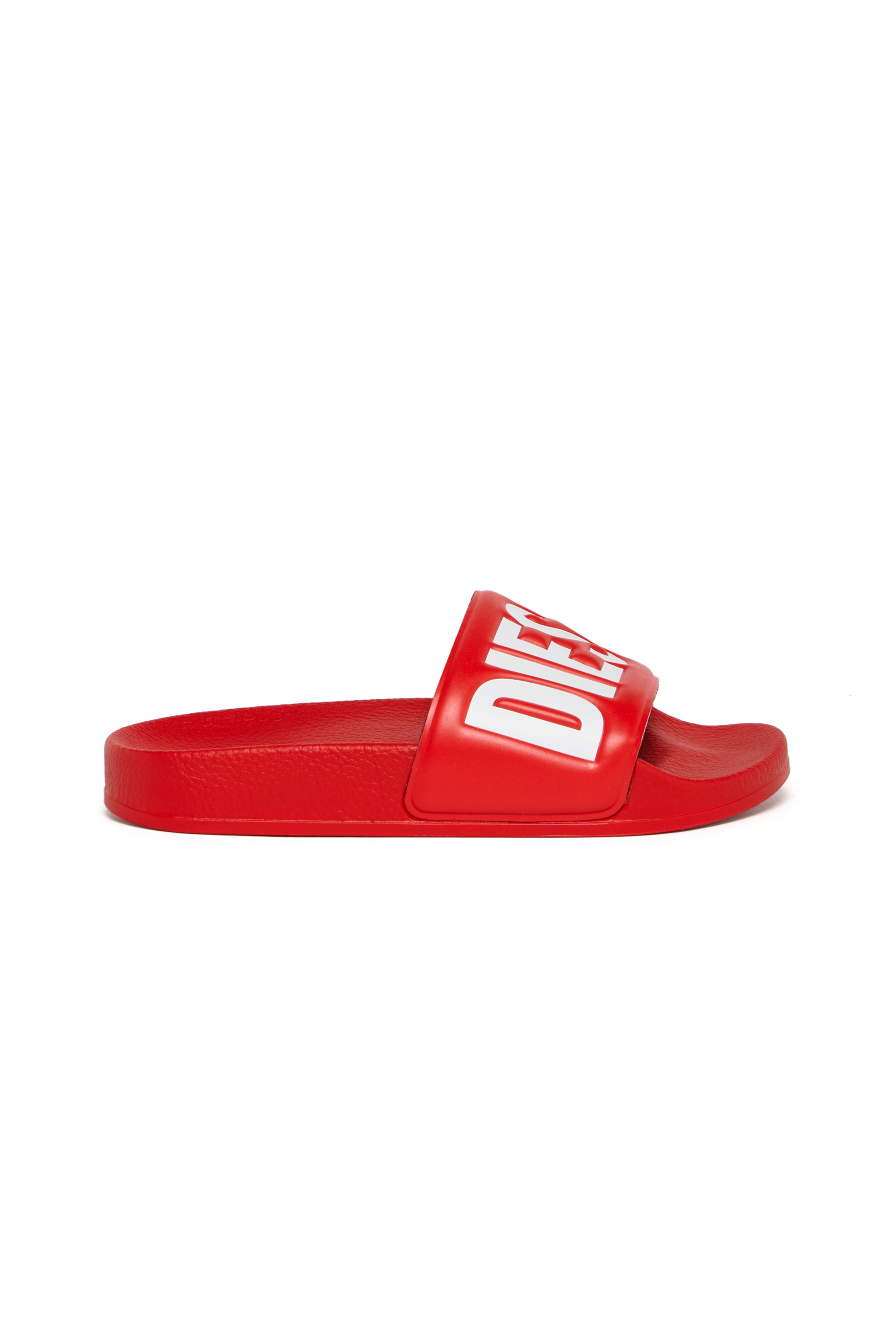 Diesel - SA-BWBISQOF, Sa-Bwbisqof-Slides con logo goffrato Unisex in Rosso - 1