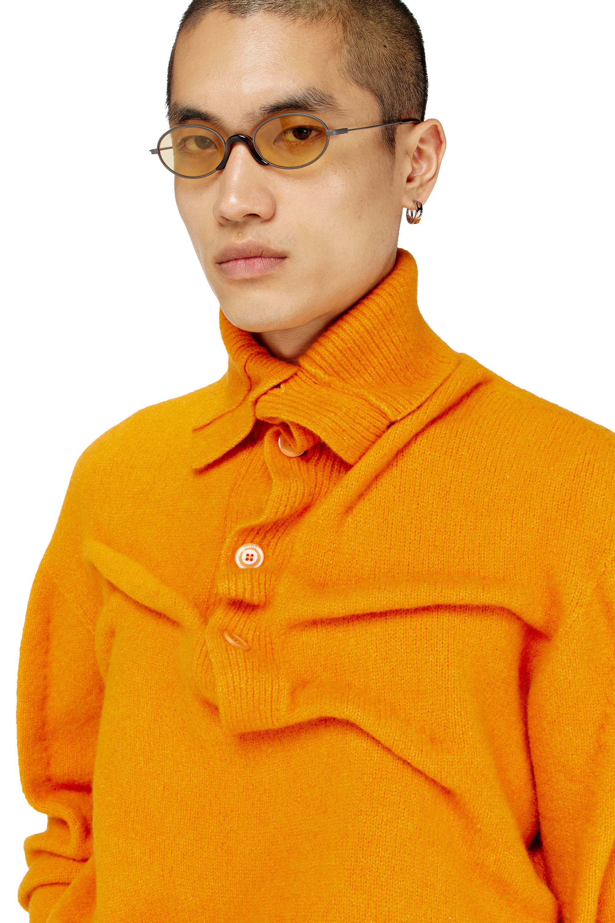 Diesel - K-ANDREW, Maglione con bottoni al collo in maglia cotta effetto stropicciato Uomo in ToBeDefined - 5