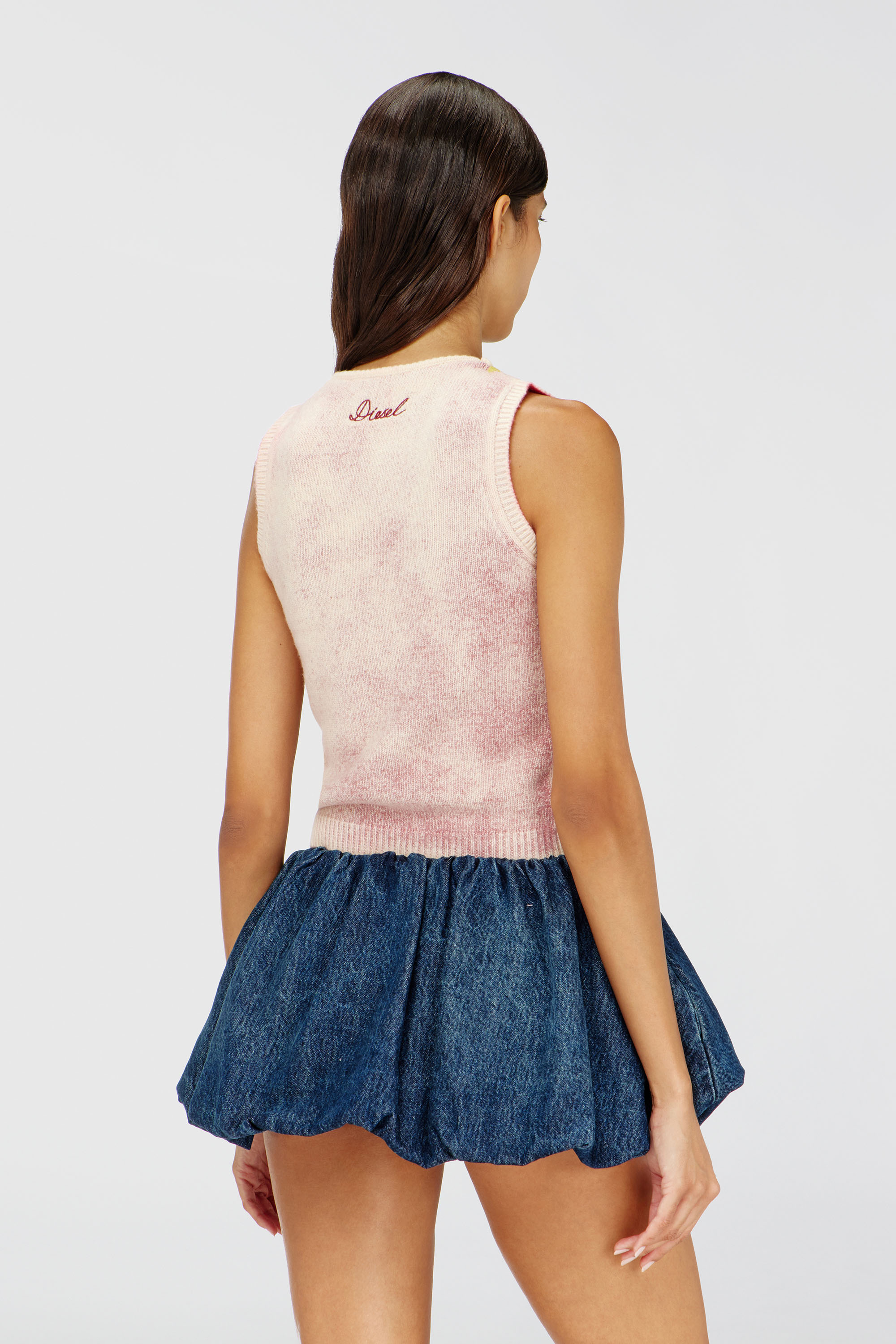 Diesel - M-RARIS, Gilet in maglia misto lana a motivo floreale Donna in Rosa - 4