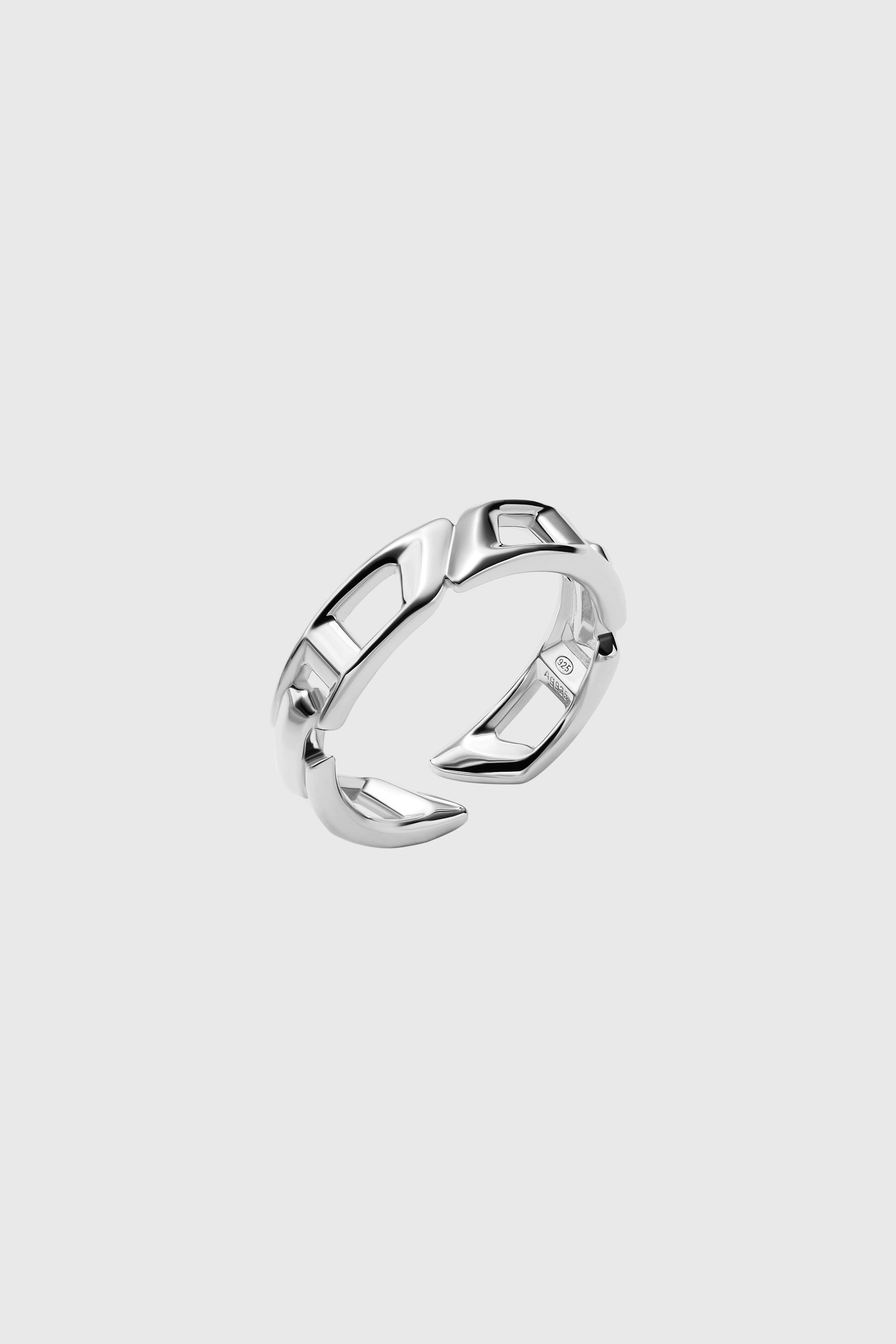 Diesel - DL1349040 STERLING SILVER JEWEL, Anello a fascia D Logo in argento sterling Unisex in Argento - 1