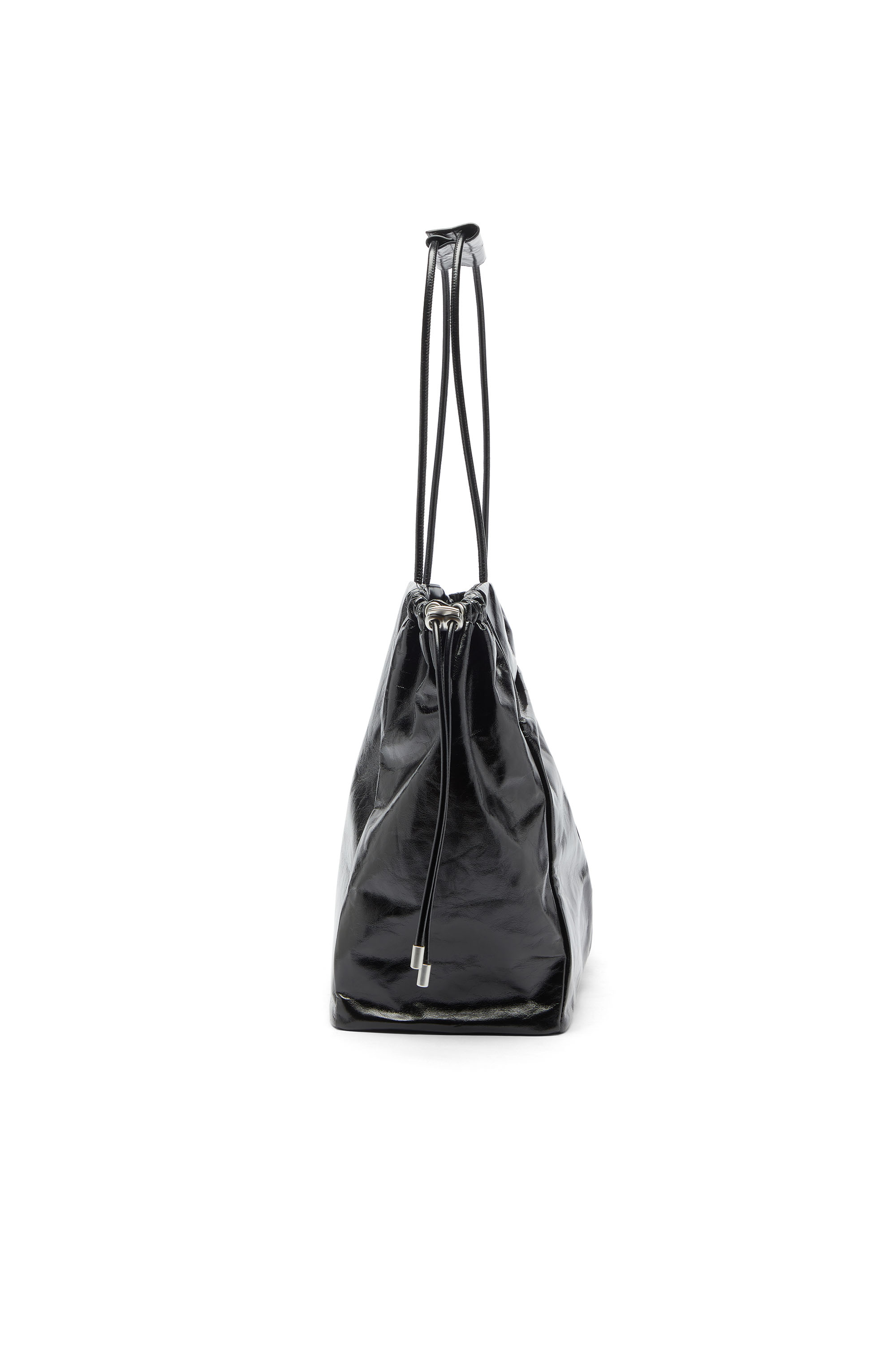 Diesel - SCRUNCH-D TOTE E/W, Scrunch-D - Borsa tote in pelle lucida effetto stropicciato Donna in Nero - 4