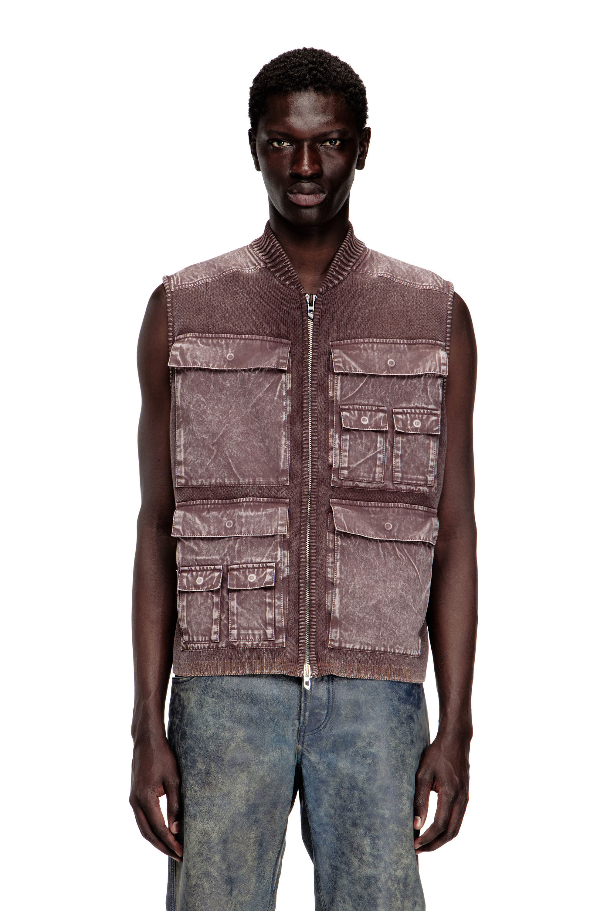Diesel - K-GIULIUS, Gilet lavorato a maglia con zip e tasche cargo Uomo in ToBeDefined - 1