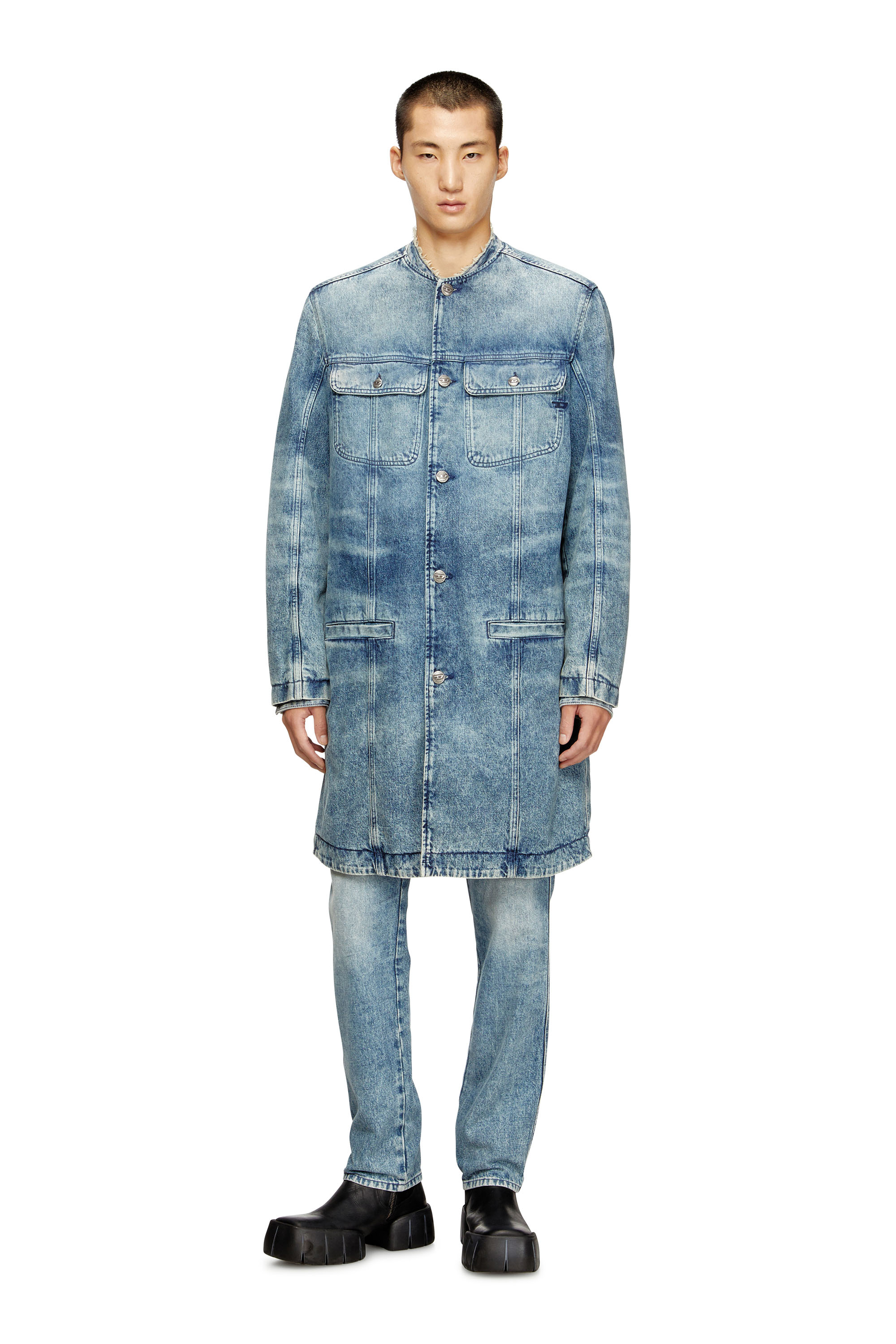 Diesel - D-ABERD-FSH1, Cappotto in denim cotone-canapa laserato Uomo in Blu - 2