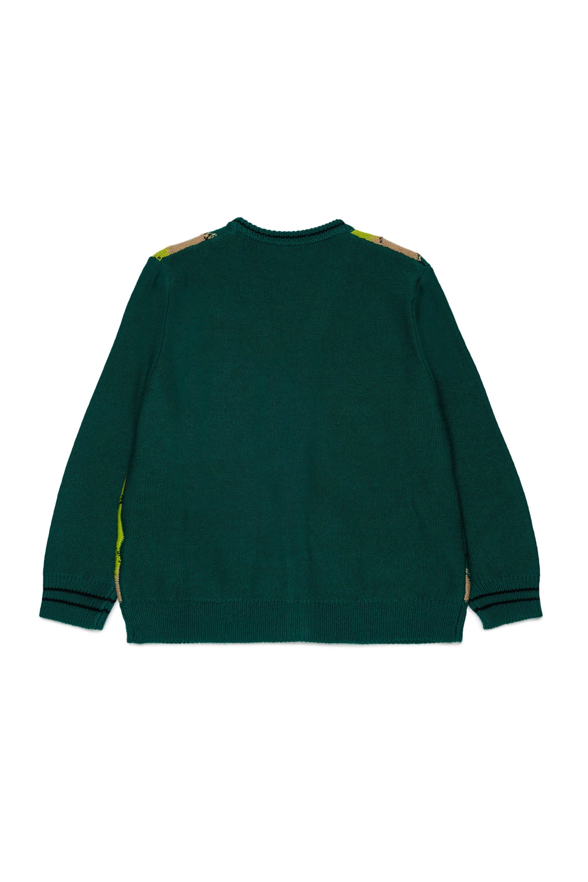 Diesel - KROMYCARDIGAN OVER, Cardigan in misto lana con motivo argyle Unisex in Verde - 2