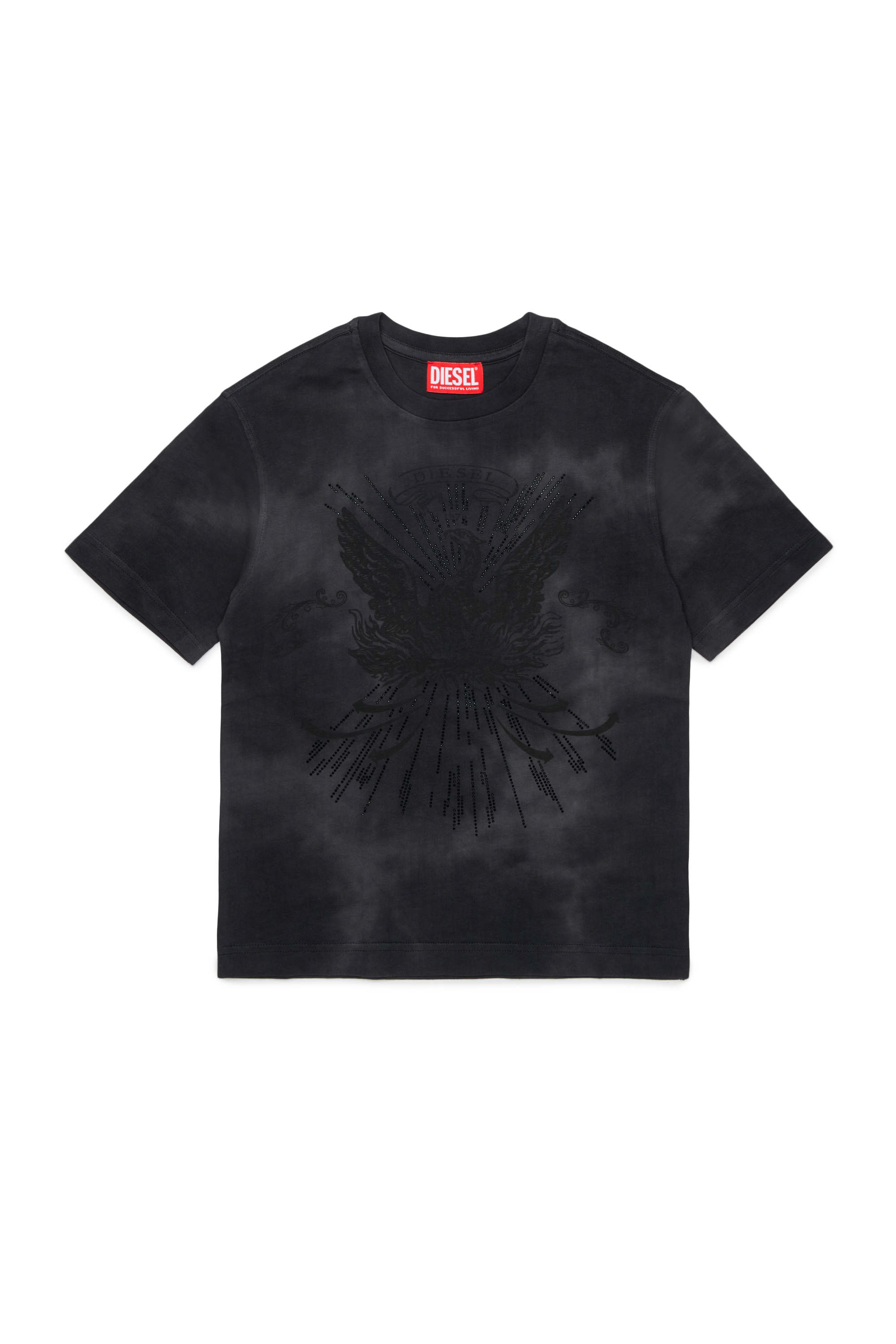 Diesel - TFIN OVER, T-shirt con motivo fenice decorato Uomo in Nero - 1