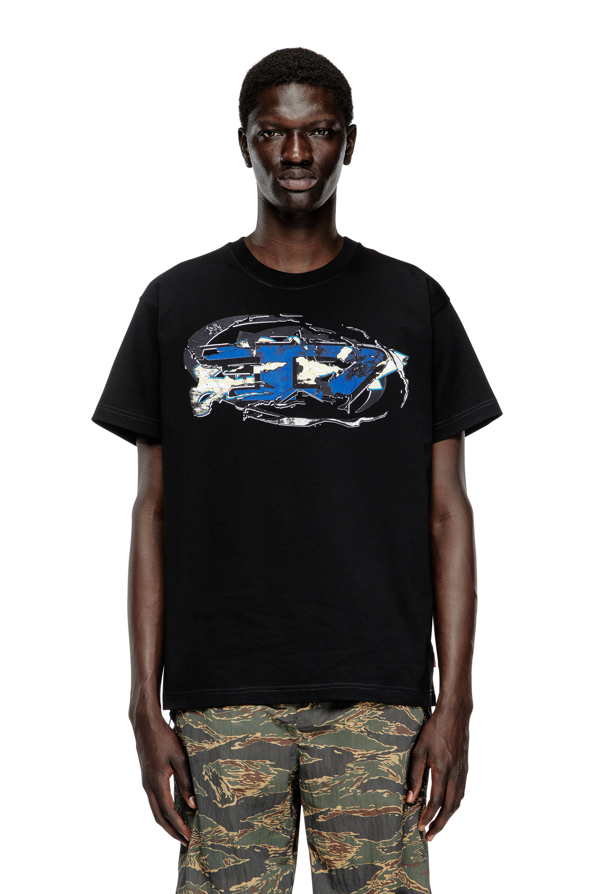 Diesel - T-NORM-T11, T-shirt con logo Oval D Uomo in Nero - 3